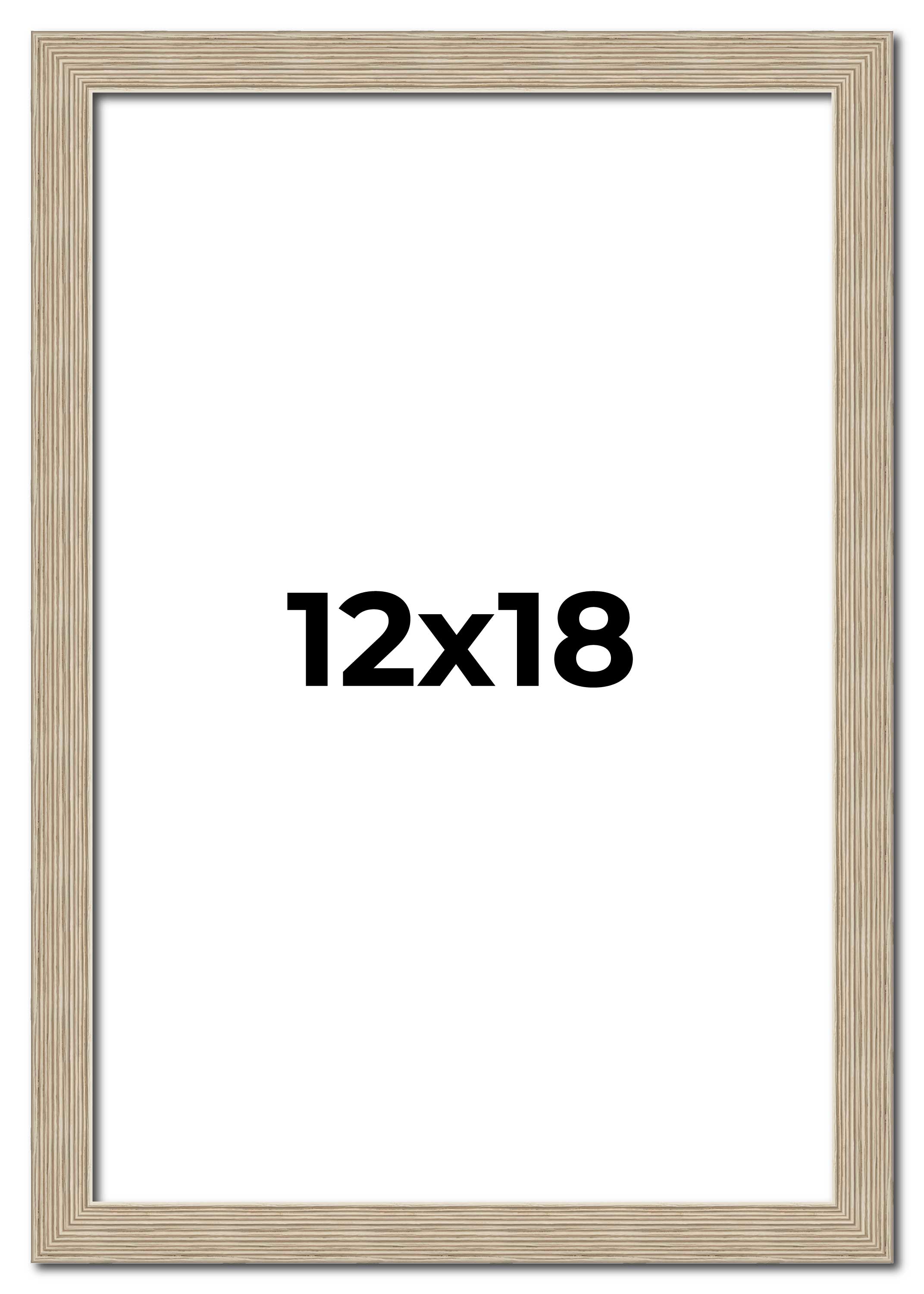 12x18 Frame Grey Solid Wood Picture Frame Width 1 Inches | Interior Frame Depth main product image