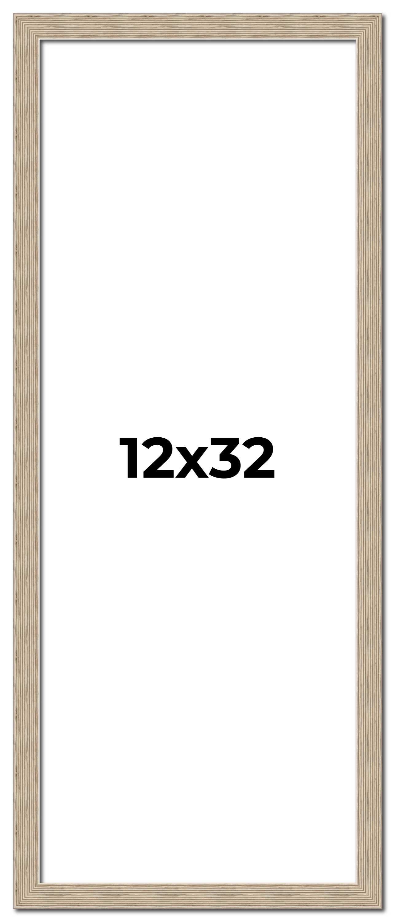 12x32 Frame Grey Solid Wood Picture Frame Width 1 Inches | Interior Frame Depth main product image