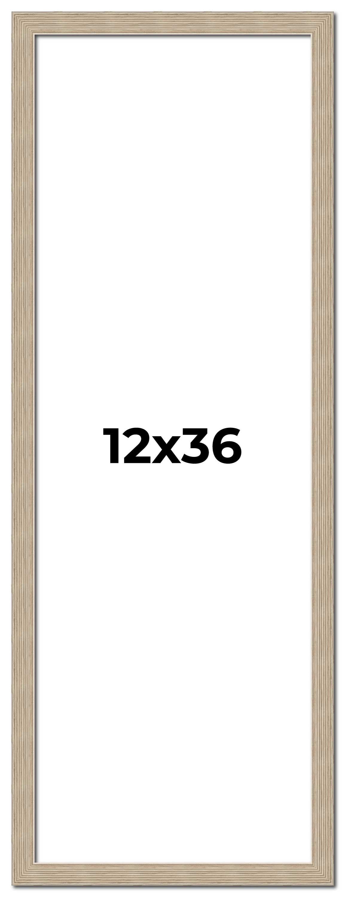 12x36 Frame Grey Solid Wood Picture Frame Width 1 Inches | Interior Frame Depth main product image