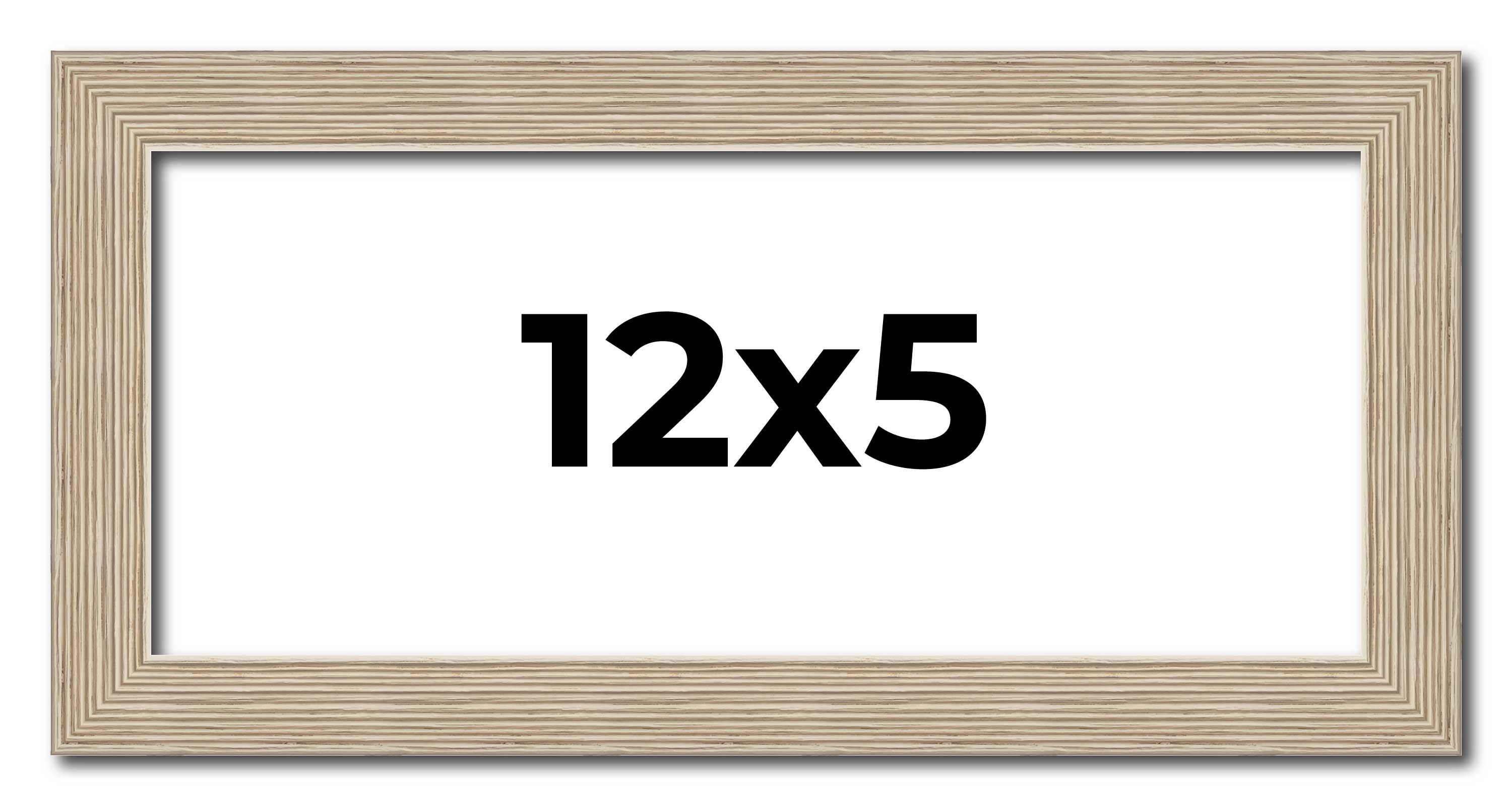 12×5 IN Frame Grey Solid Wood Picture Frame Width 1 Inches | Interior Frame Dept