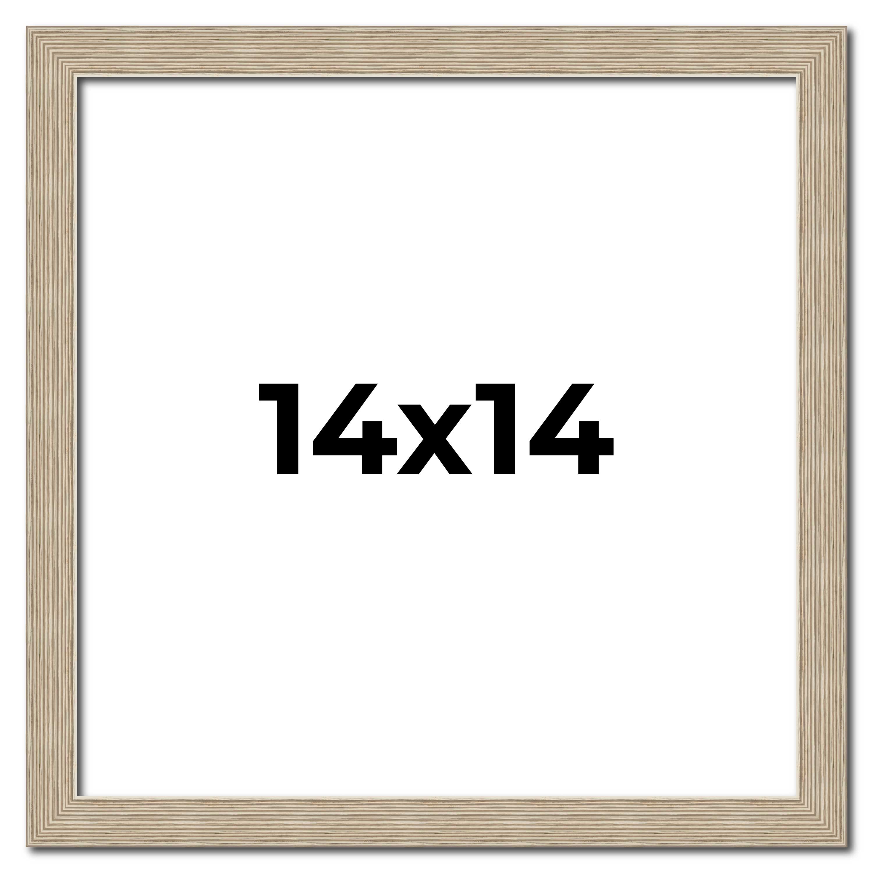 14x14 Frame Grey Solid Wood Picture Frame Width 1 Inches | Interior Frame Depth main product image