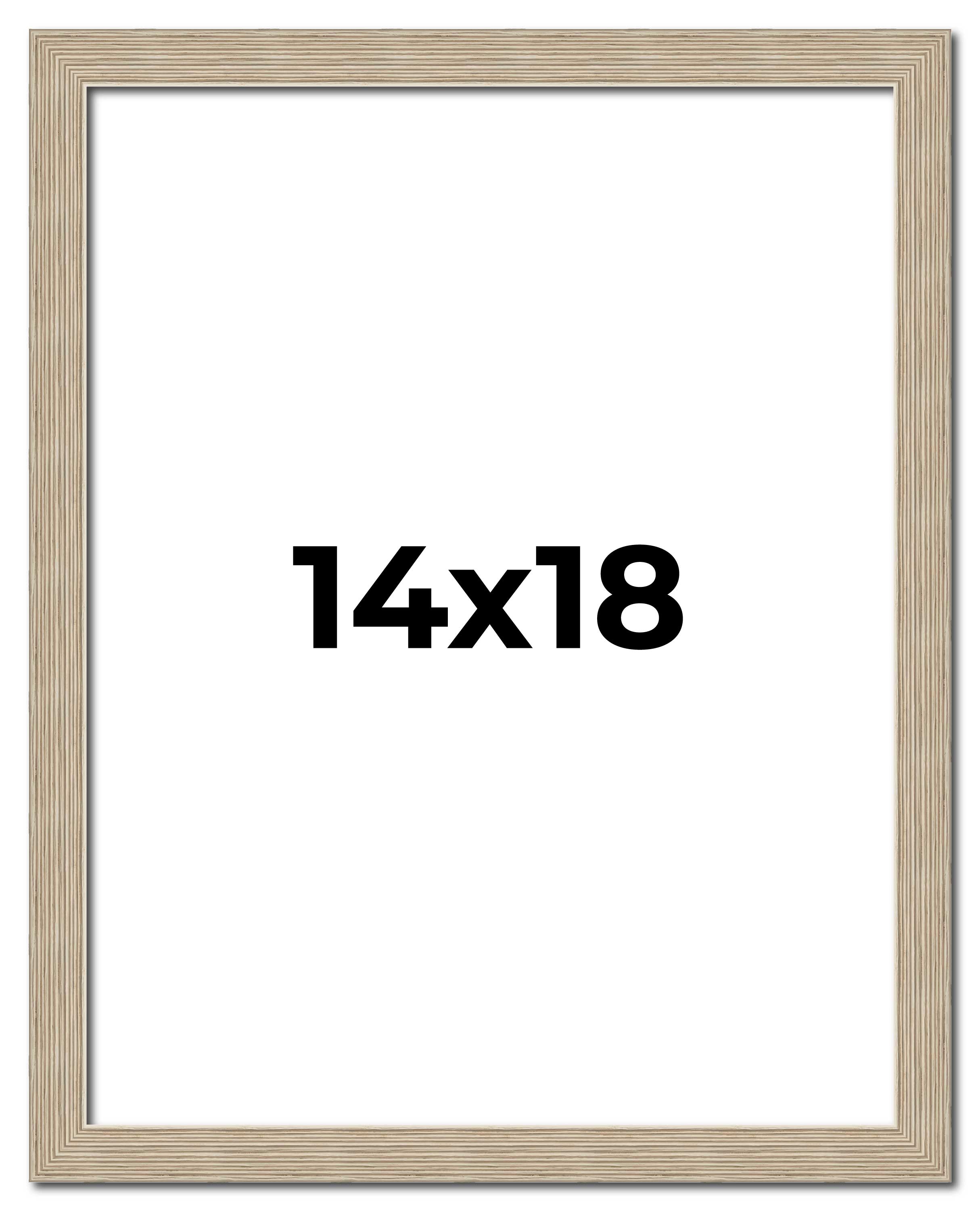 14x18 Frame Grey Solid Wood Picture Frame Width 1 Inches | Interior Frame Depth main product image