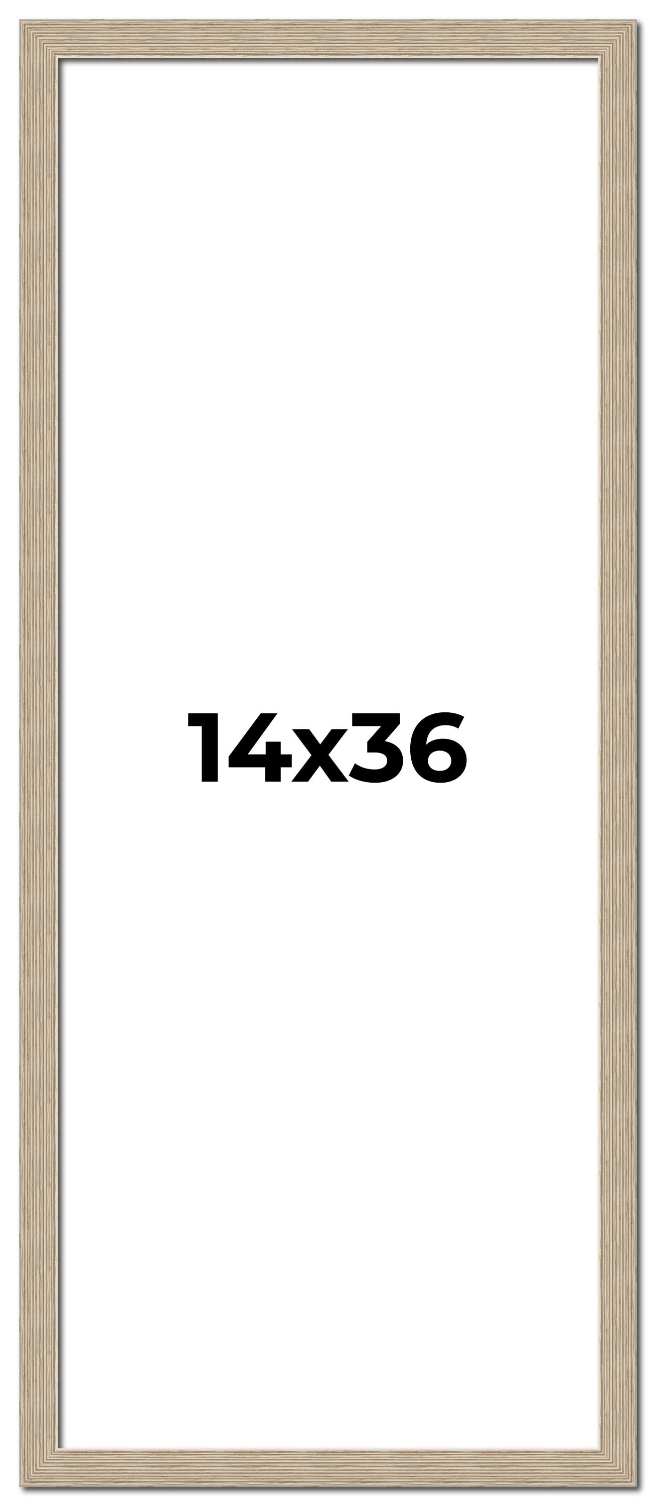14x36 Frame Grey Solid Wood Picture Frame Width 1 Inches | Interior Frame Depth main product image