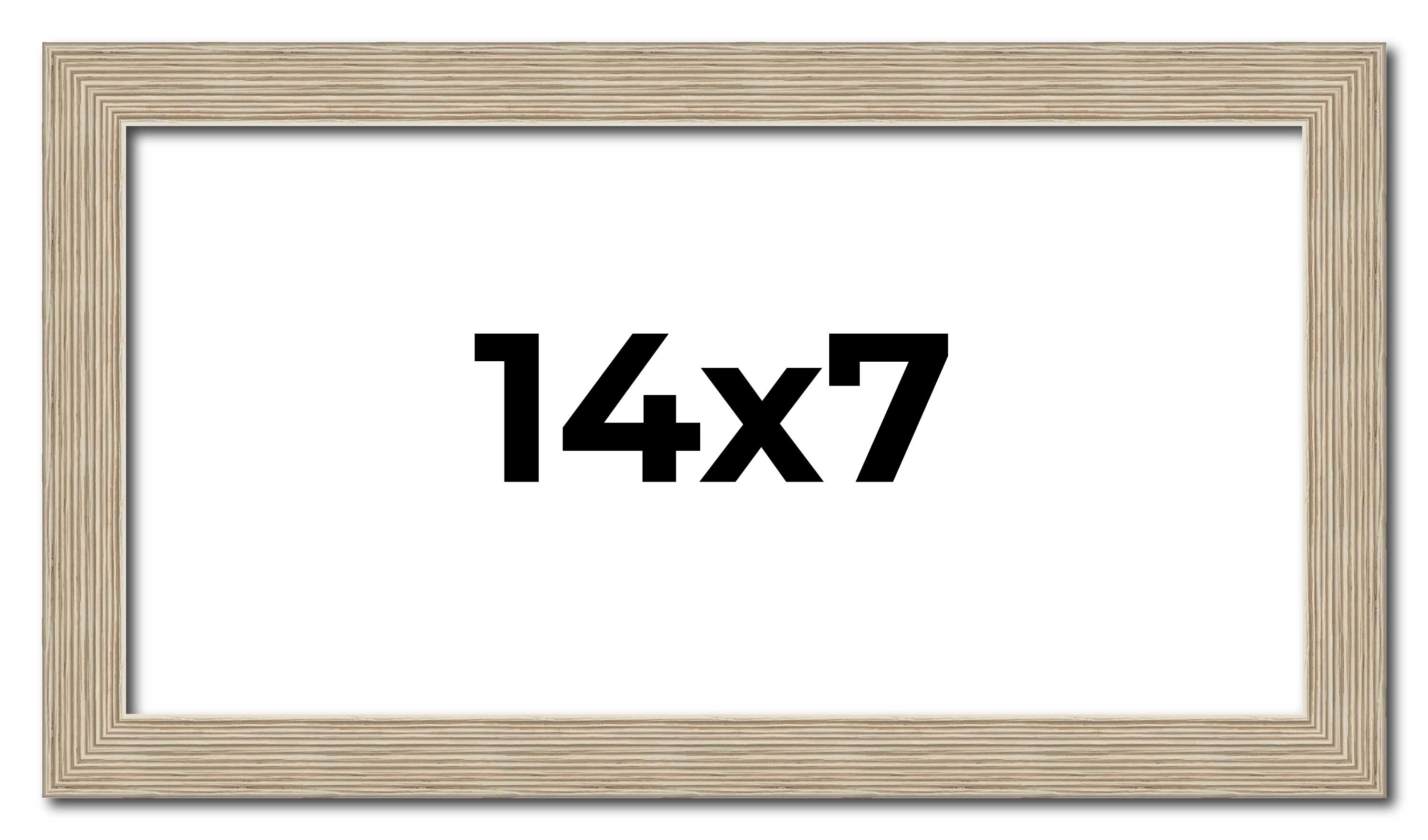 14×7 Frame Grey Solid Wood Picture Frame Width 1 Inches | Interior Frame Depth 0