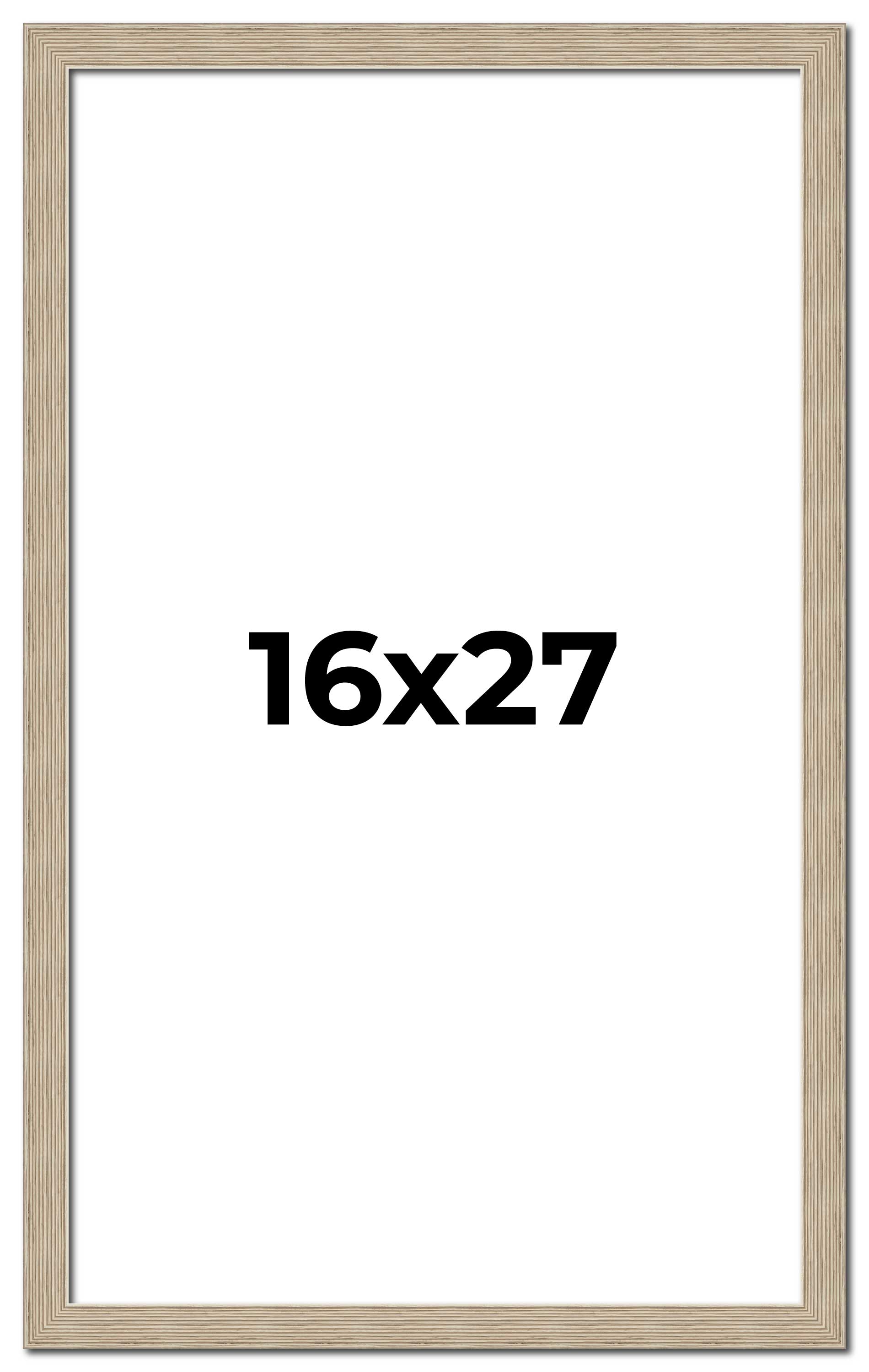 16x27 Frame Grey Solid Wood Picture Frame Width 1 Inches | Interior Frame Depth main product image