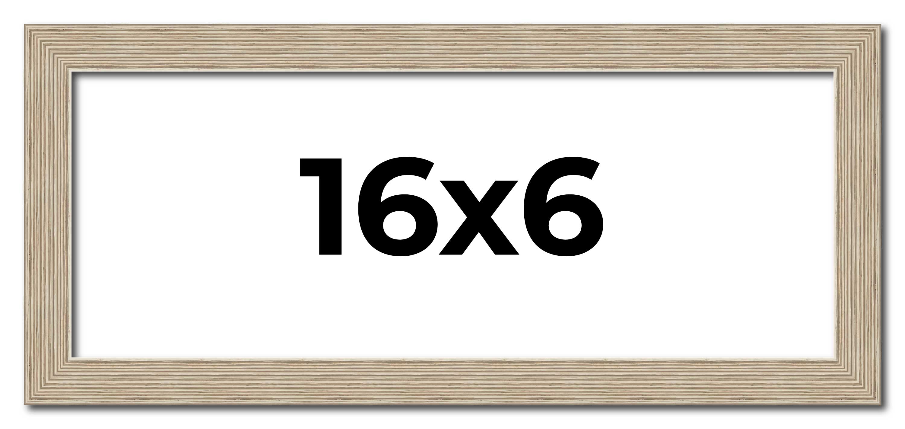 16×6 Frame Grey Solid Wood Picture Frame Width 1 Inches | Interior Frame Depth 0