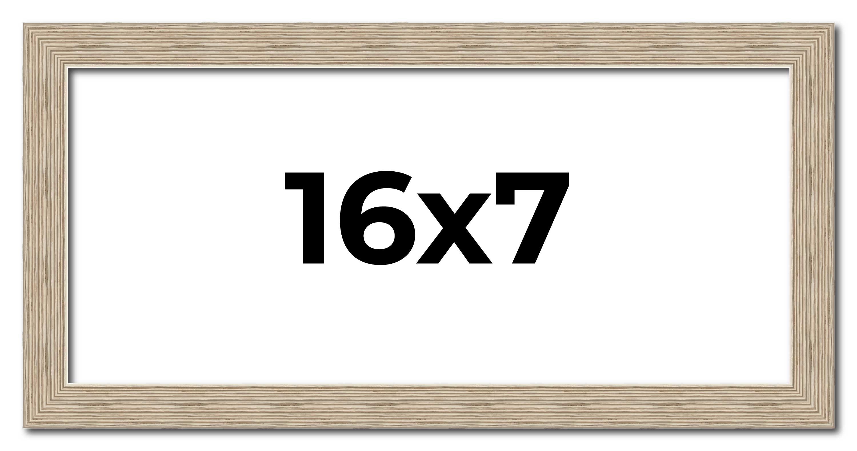 16×7 Frame Grey Solid Wood Picture Frame Width 1 Inches | Interior Frame Depth 0