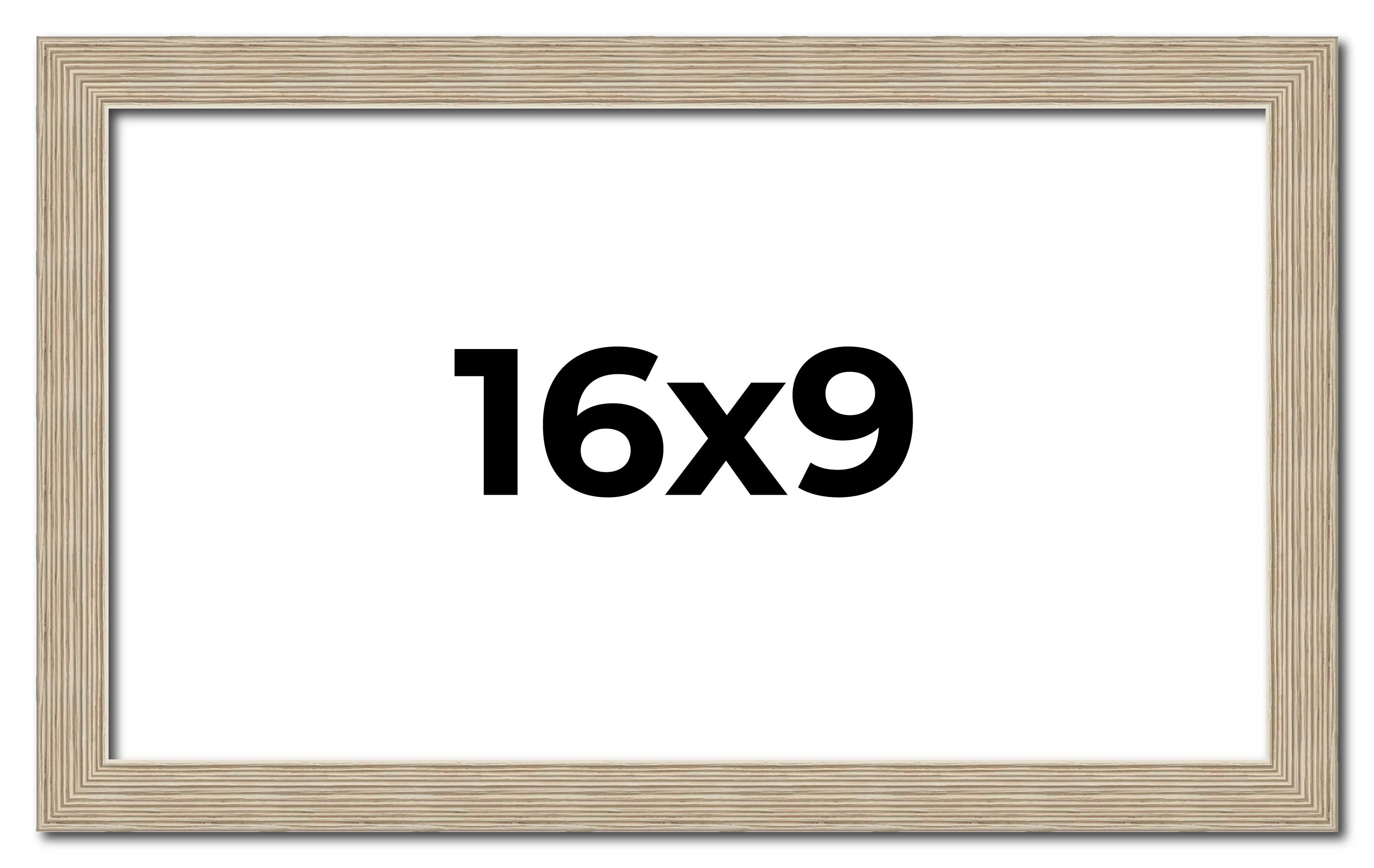 16×9 Frame Grey Solid Wood Picture Frame Width 1 Inches | Interior Frame Depth 0