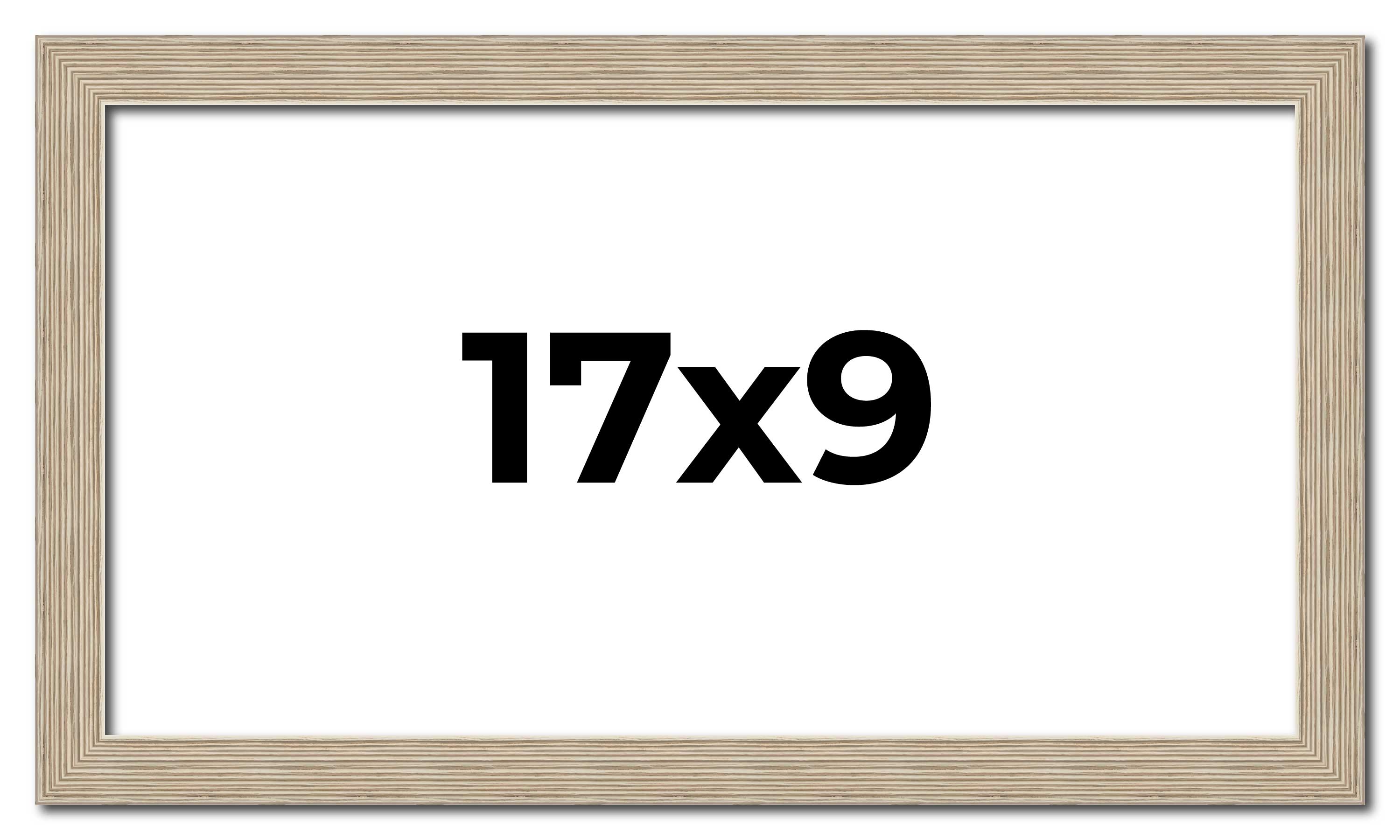 17×9 Frame Grey Solid Wood Picture Frame Width 1 Inches | Interior Frame Depth 0