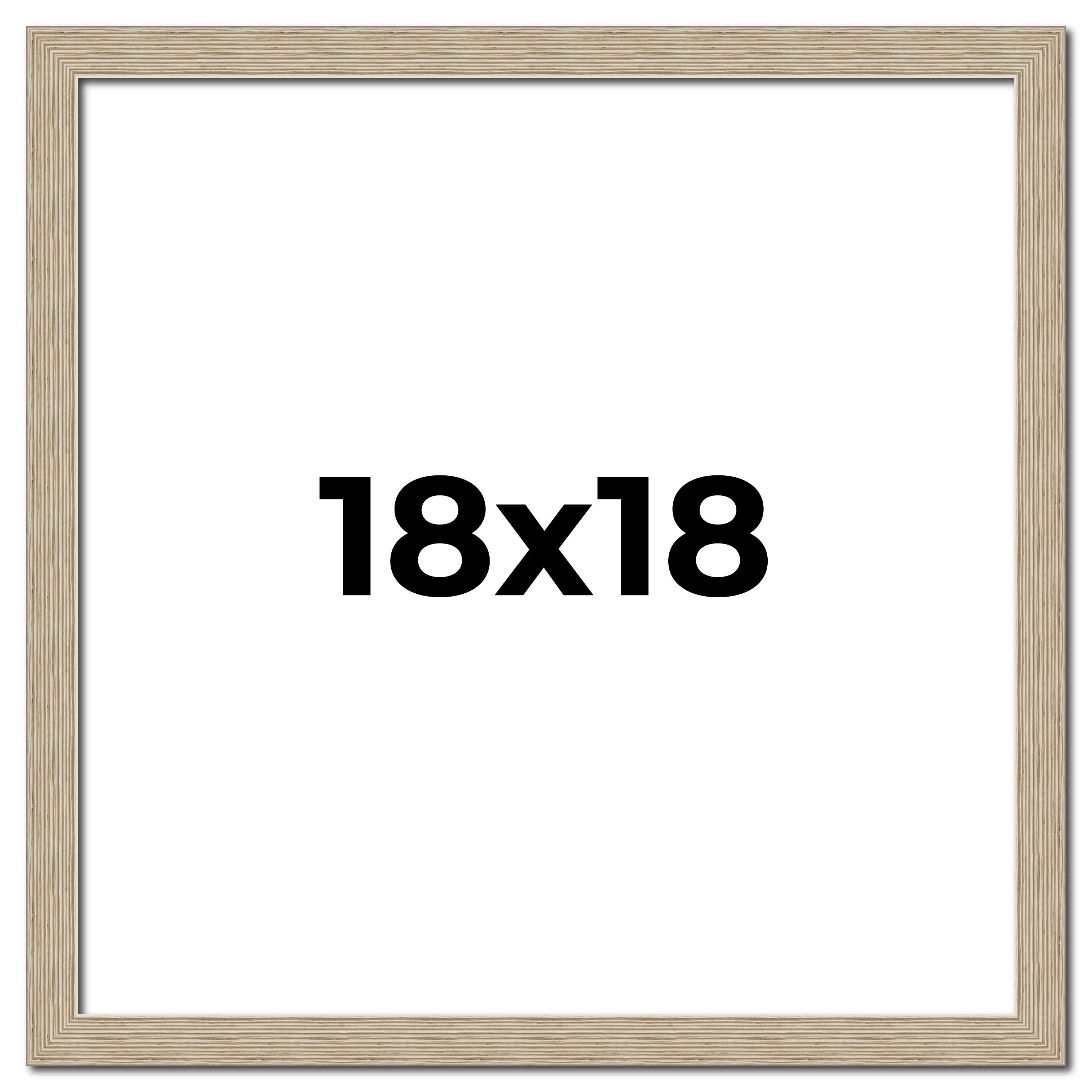 18x18 Frame Grey Solid Wood Picture Frame Width 1 Inches | Interior Frame Depth main product image