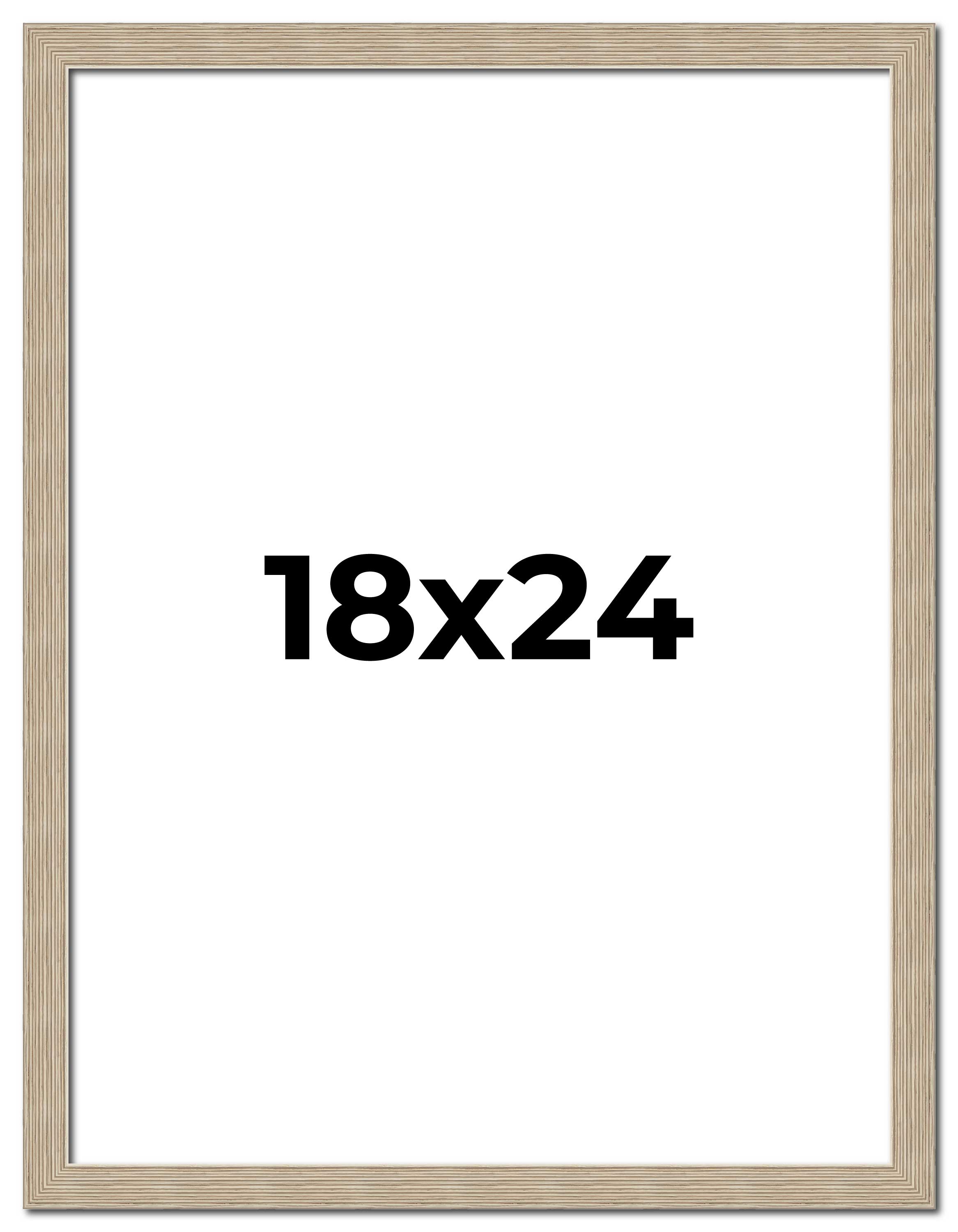 18x24 Frame Grey Solid Wood Picture Frame Width 1 Inches | Interior Frame Depth main product image