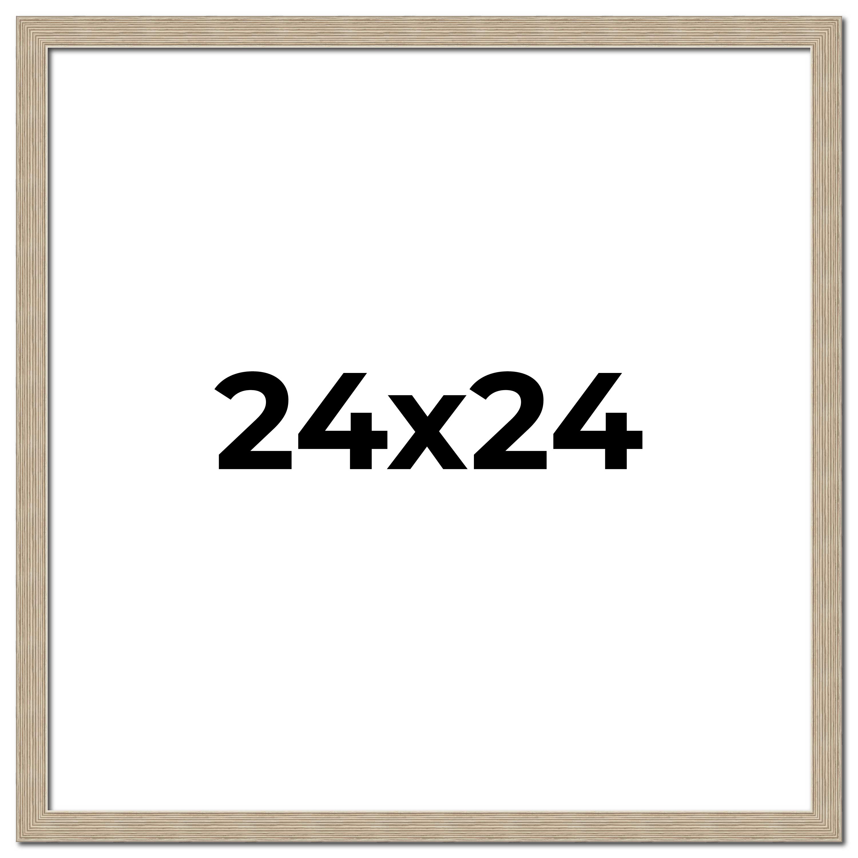24x24 Frame Grey Solid Wood Picture Frame Width 1 Inches | Interior Frame Depth main product image