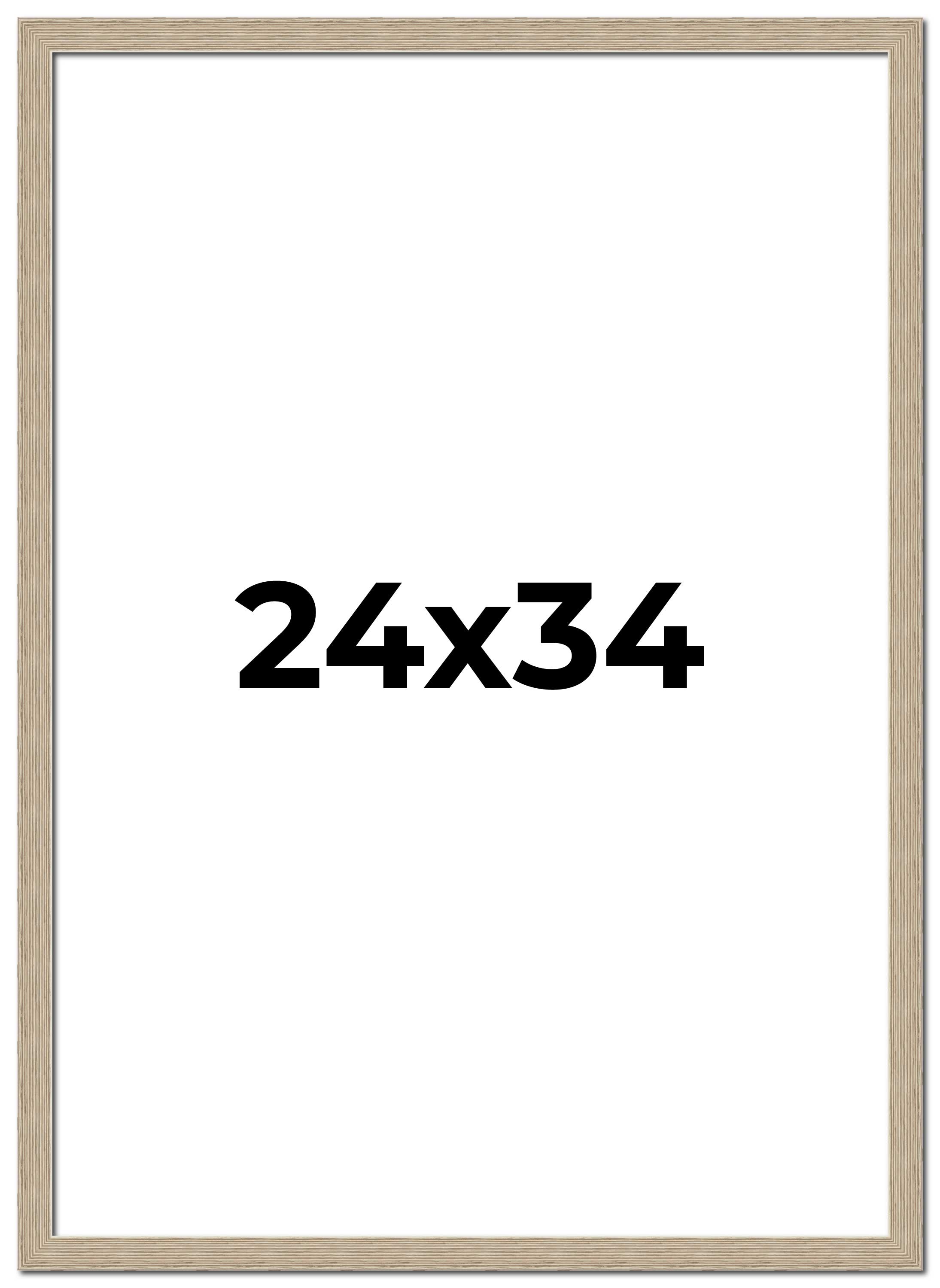 24x34 Frame Grey Solid Wood Picture Frame Width 1 Inches | Interior Frame Depth main product image