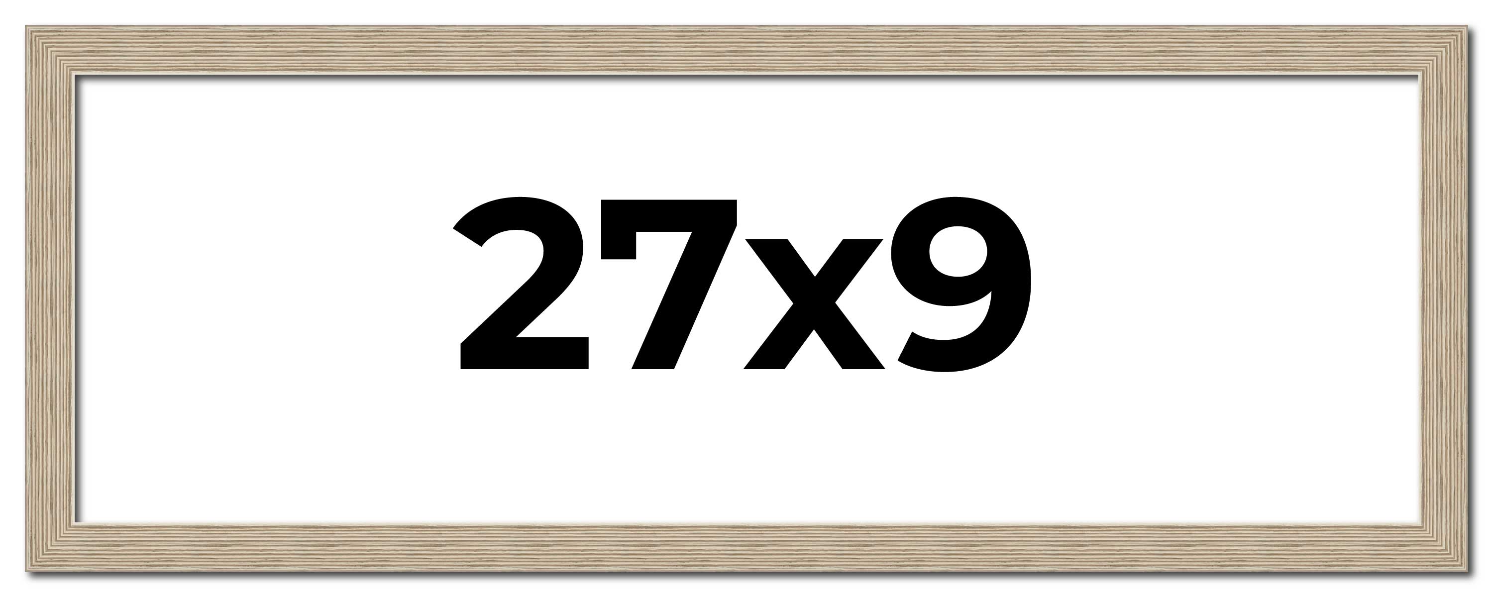 27×9 Frame Grey Solid Wood Picture Frame Width 1 Inches | Interior Frame Depth 0