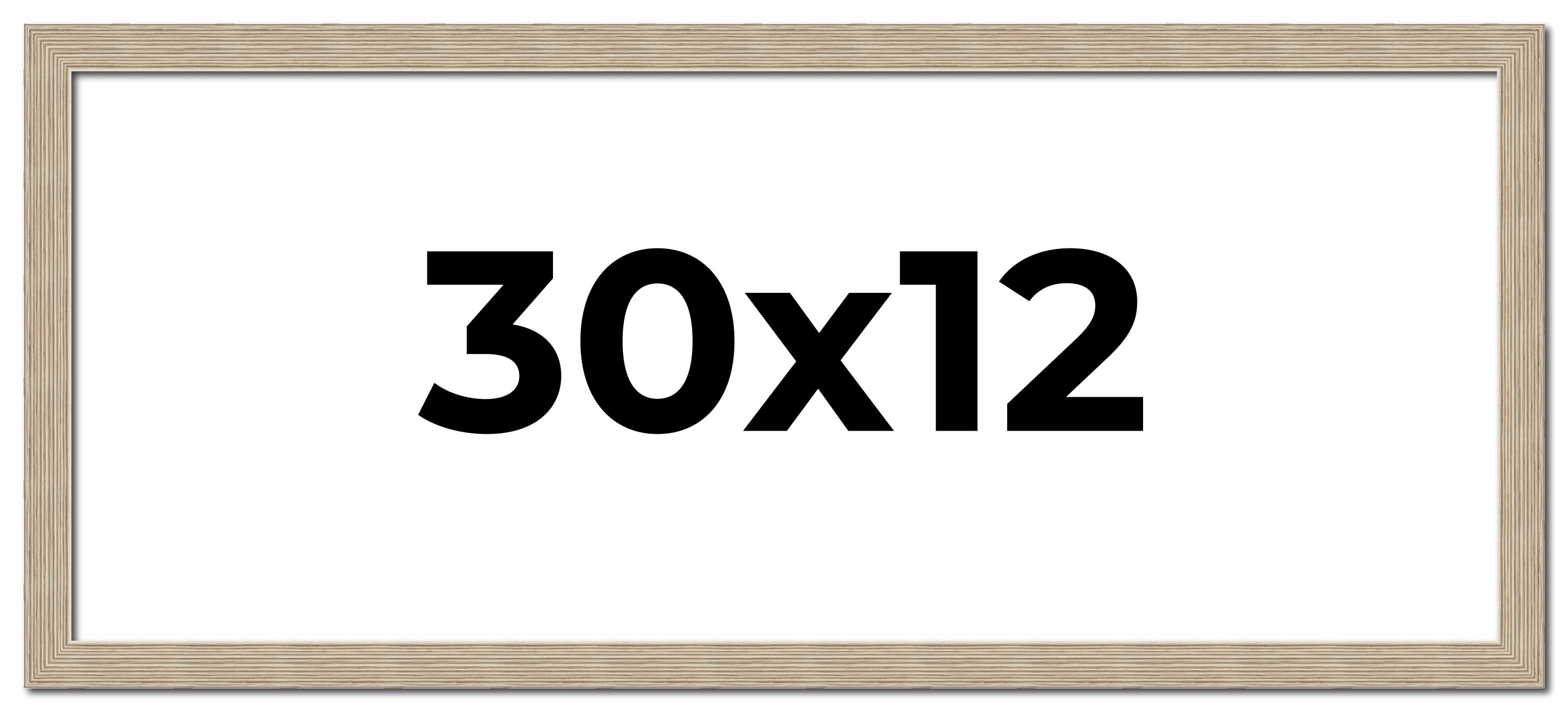 30x12 Frame Grey Solid Wood Picture Frame Width 1 Inches | Interior Frame Depth main product image