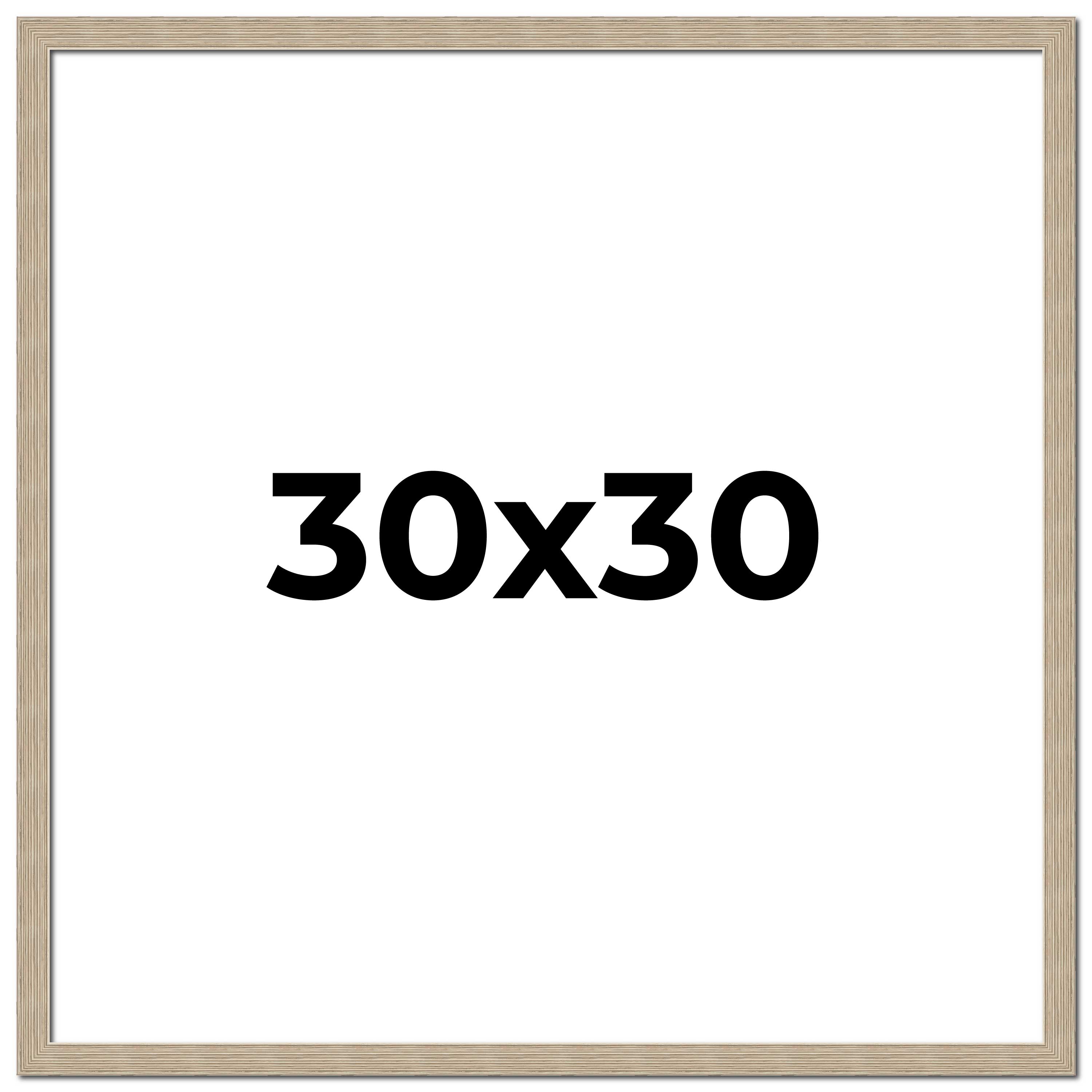 30x30 Frame Grey Solid Wood Picture Frame Width 1 Inches | Interior Frame Depth main product image