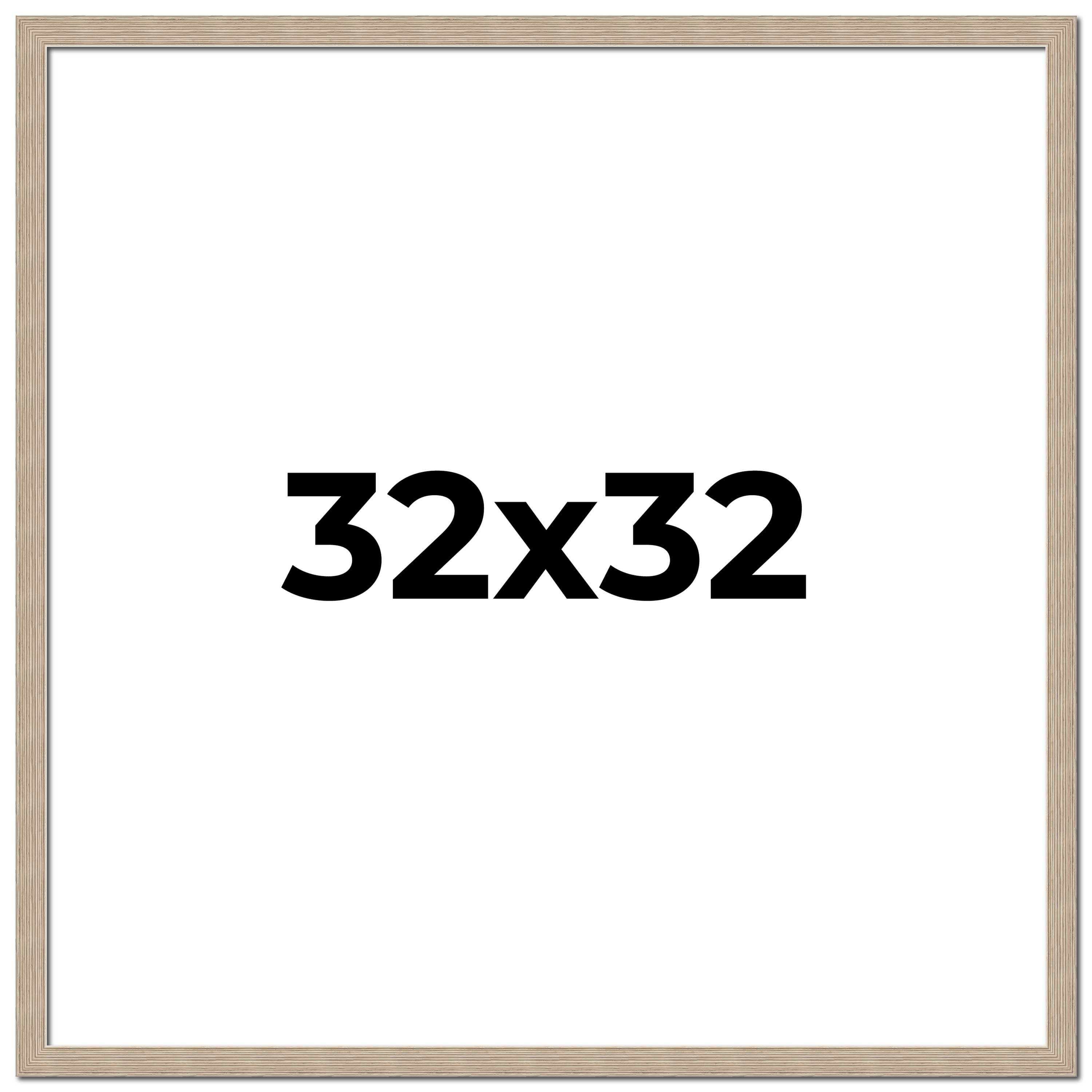 32x32 Frame Grey Solid Wood Picture Frame Width 1 Inches | Interior Frame Depth main product image