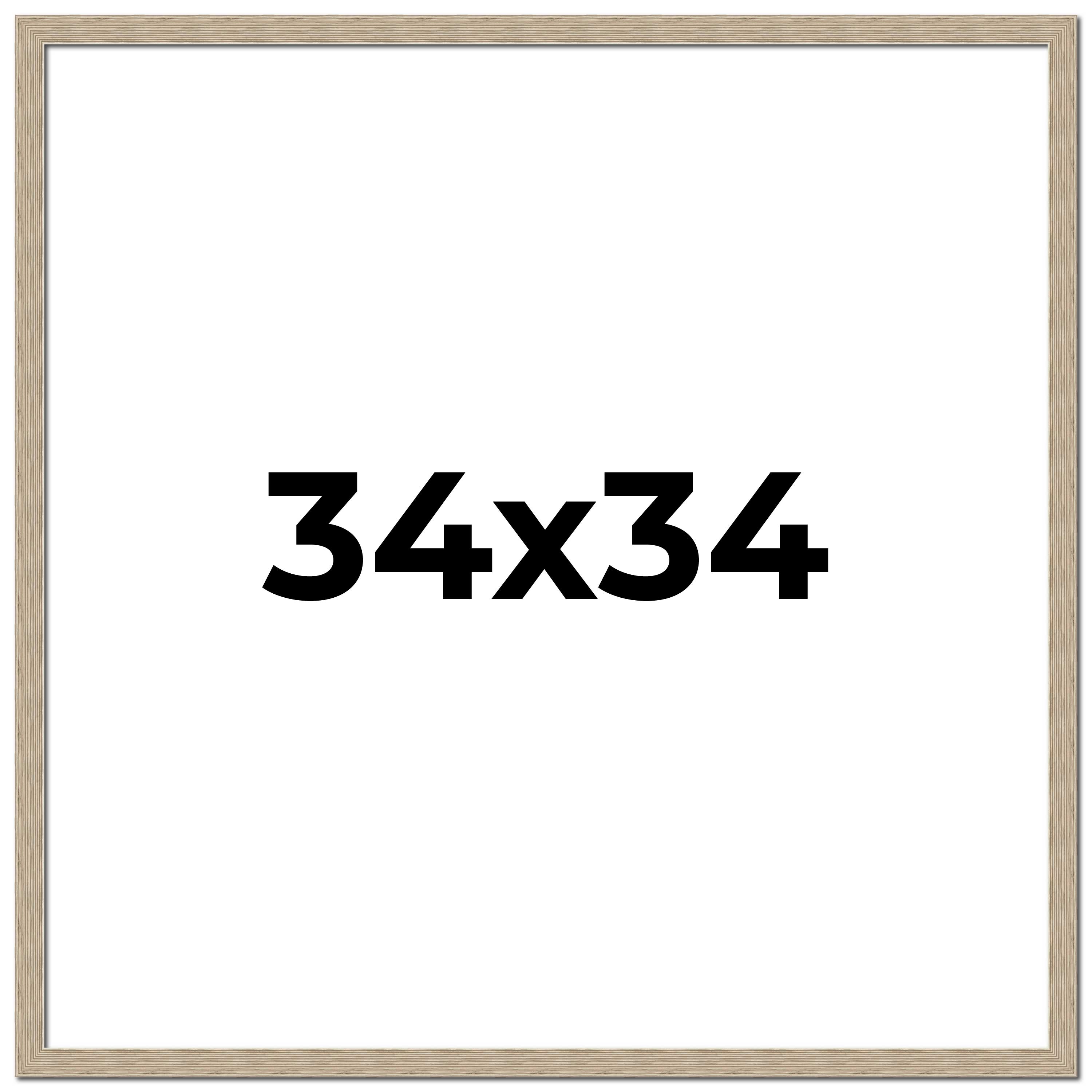 34x34 Frame Grey Solid Wood Picture Frame Width 1 Inches | Interior Frame Depth main product image