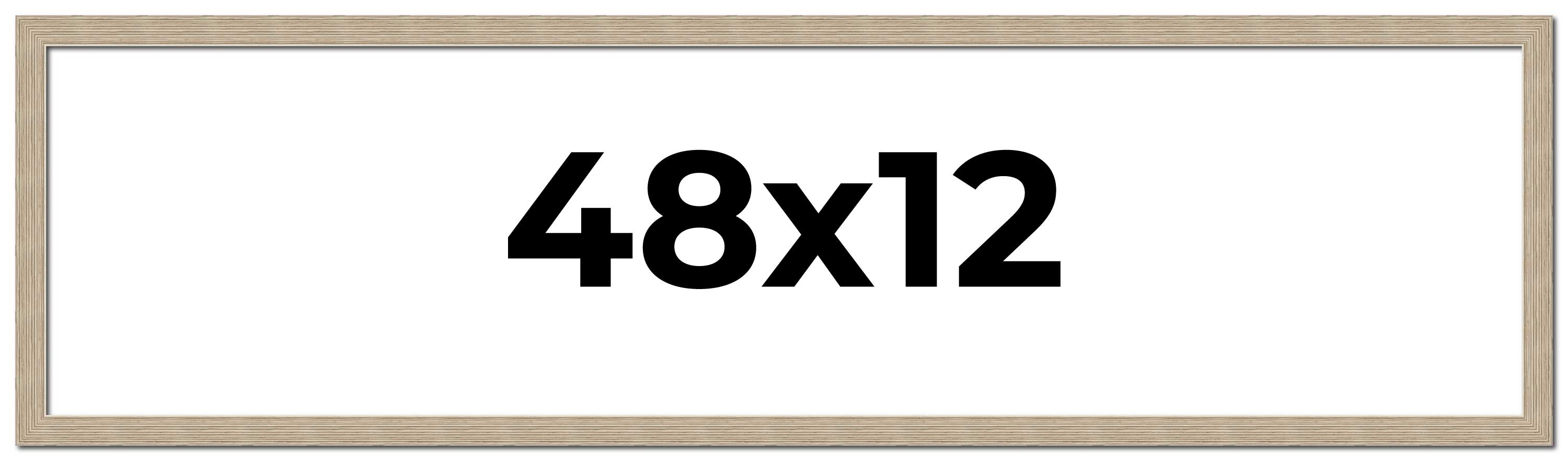 48x12 Frame Grey Solid Wood Picture Frame Width 1 Inches | Interior Frame Depth main product image