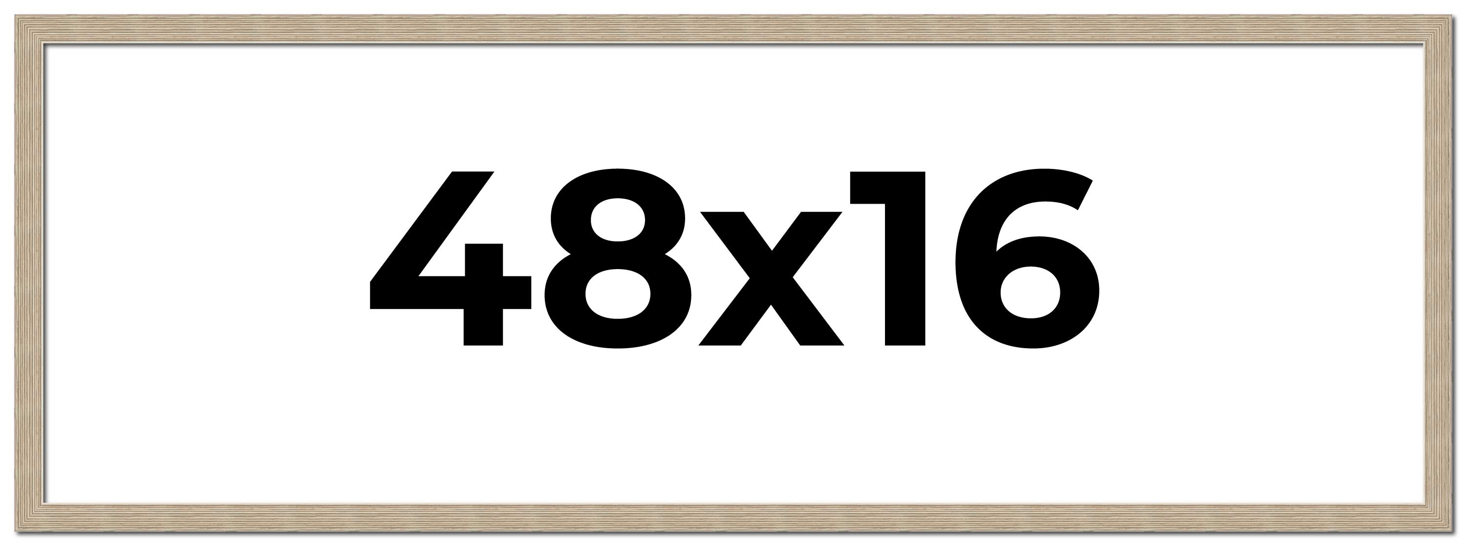 48×16 Frame Grey Solid Wood Picture Frame Width 1 Inches | Interior Frame Depth