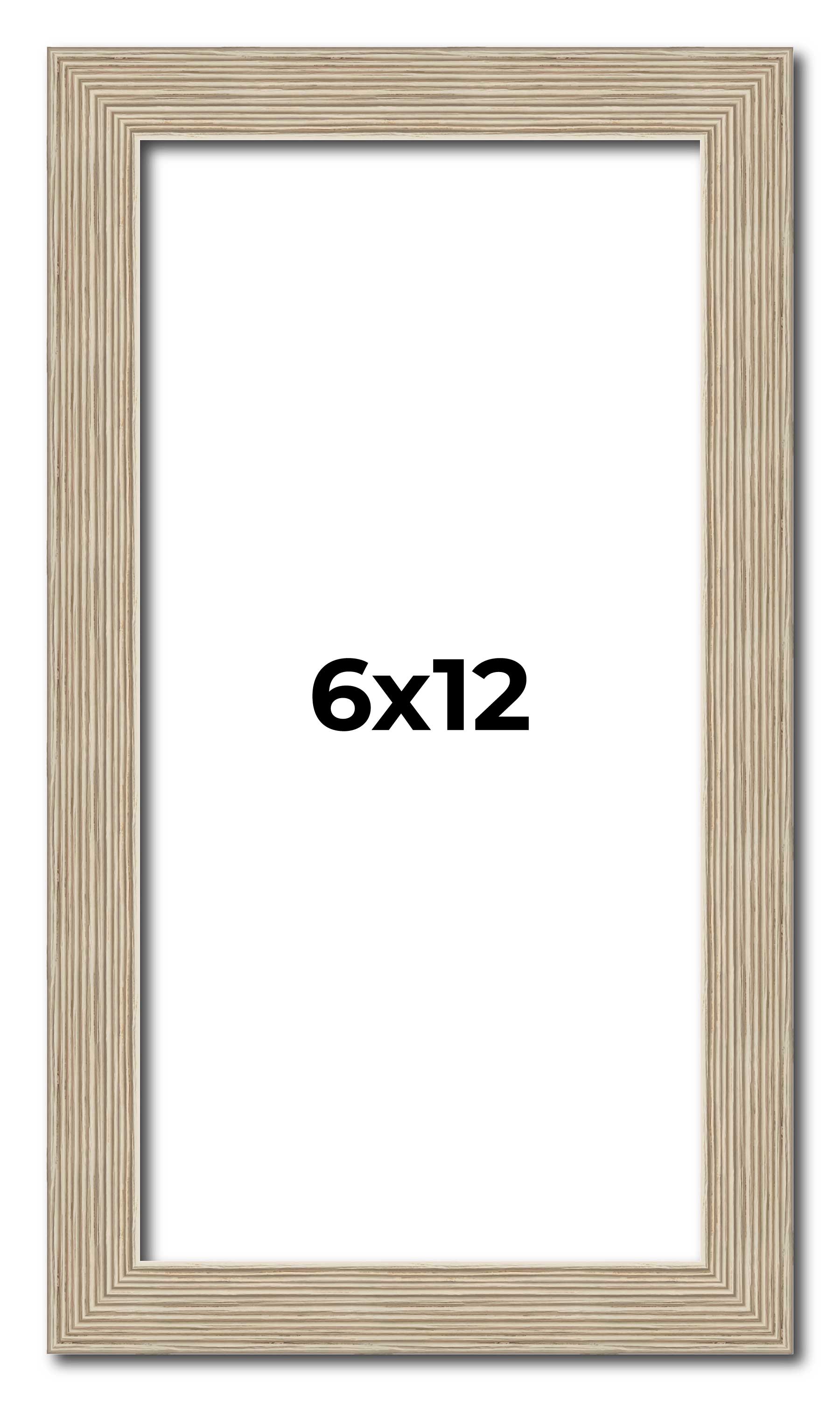 6×12 Frame Grey Solid Wood Picture Frame Width 1 Inches | Interior Frame Depth 0