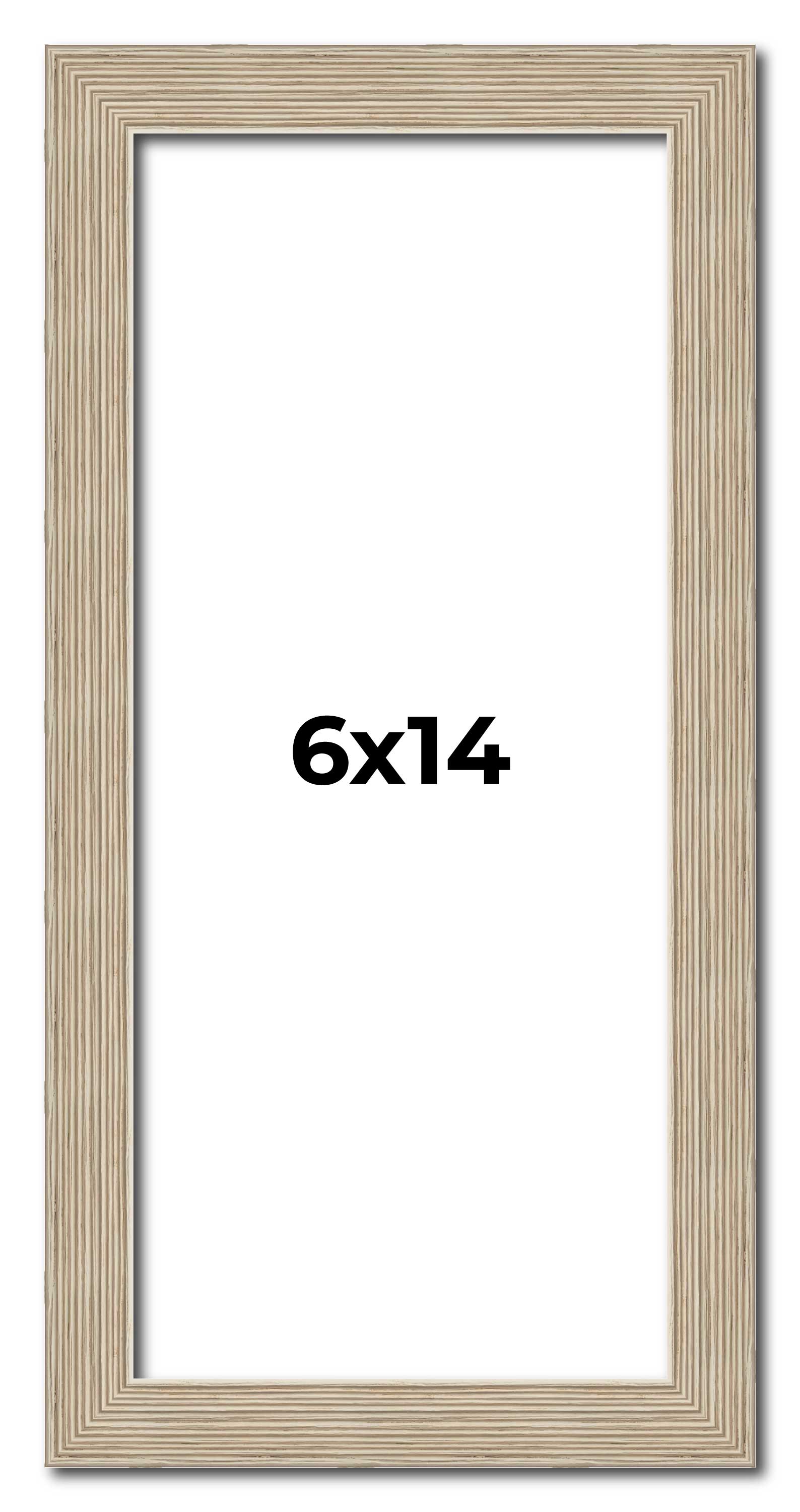 6×14 Frame Grey Solid Wood Picture Frame Width 1 Inches | Interior Frame Depth 0