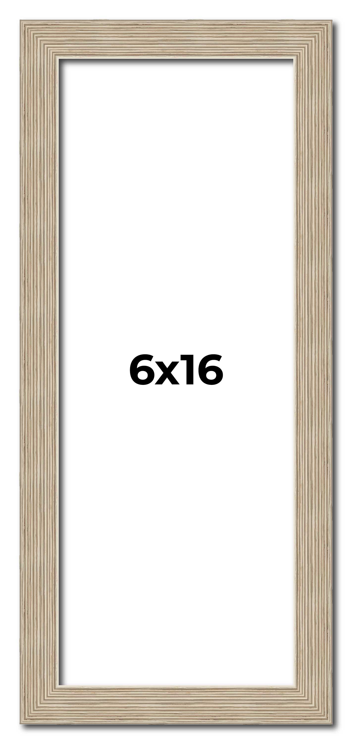 6×16 Frame Grey Solid Wood Picture Frame Width 1 Inches | Interior Frame Depth 0