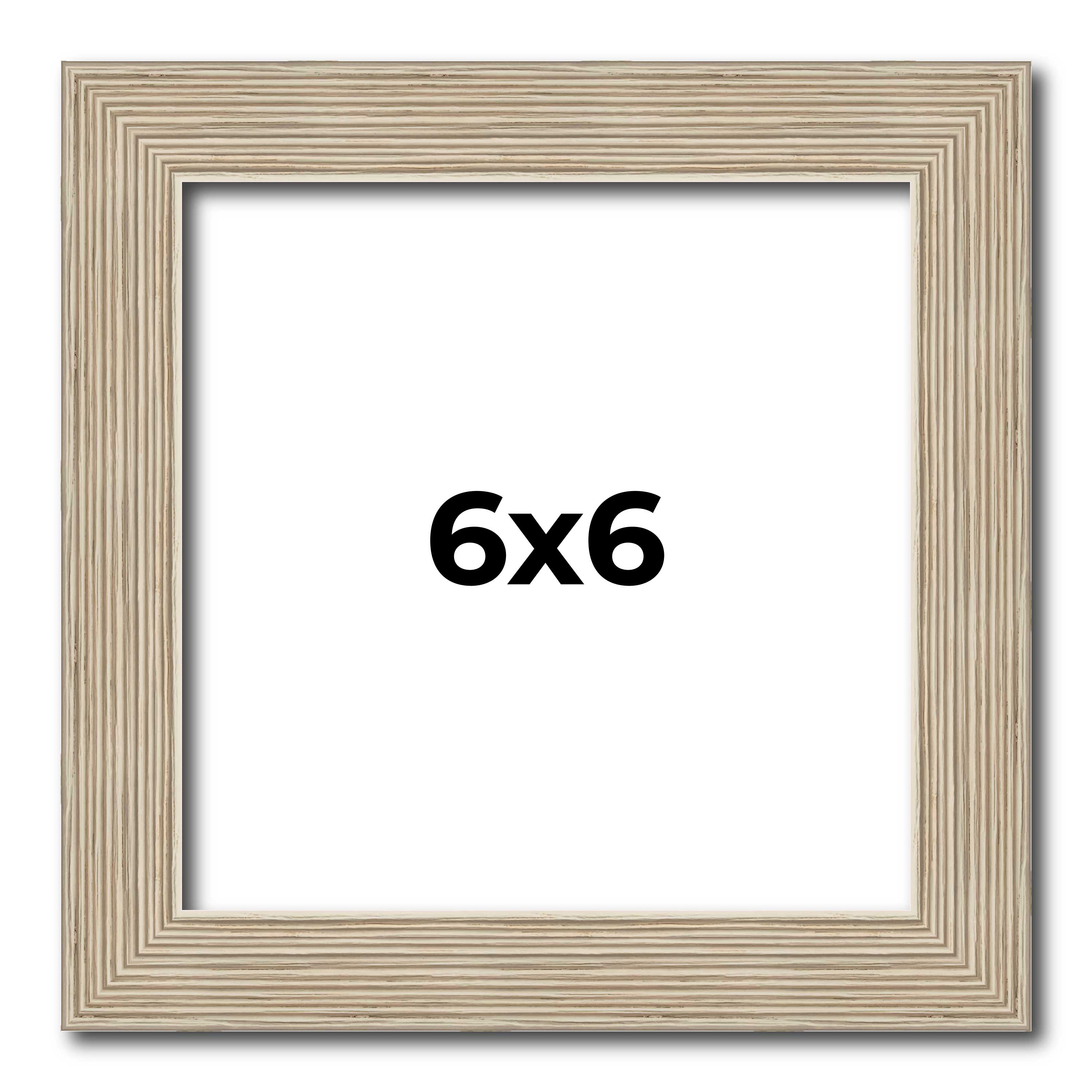 6×6 Frame Grey Solid Wood Picture Frame Width 1 Inches | Interior Frame Depth 0.