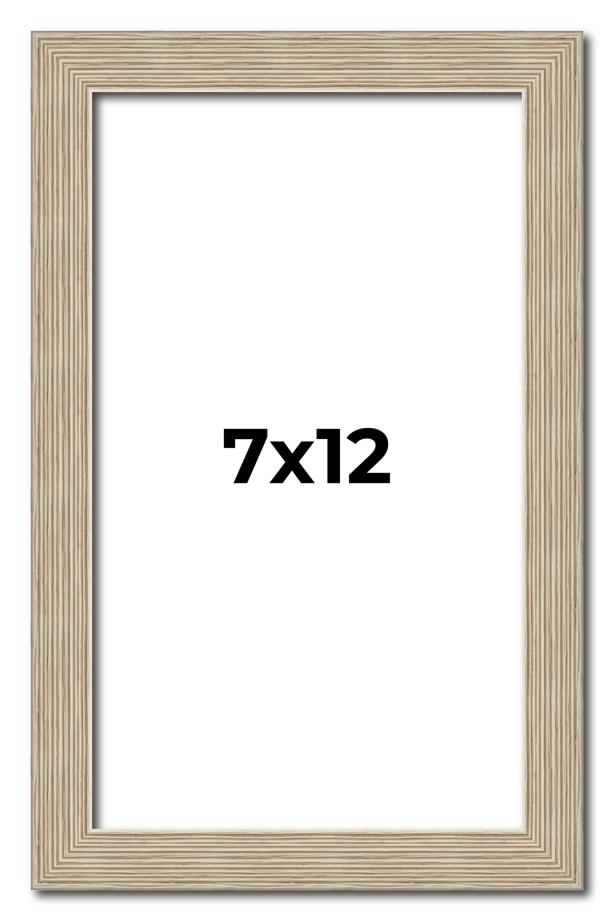 7×12 Frame Grey Solid Wood Picture Frame Width 1 Inches | Interior Frame Depth 0