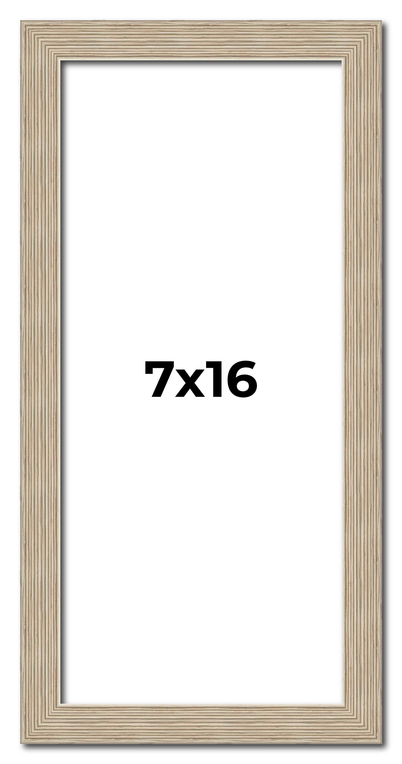 7×16 Frame Grey Solid Wood Picture Frame Width 1 Inches | Interior Frame Depth 0