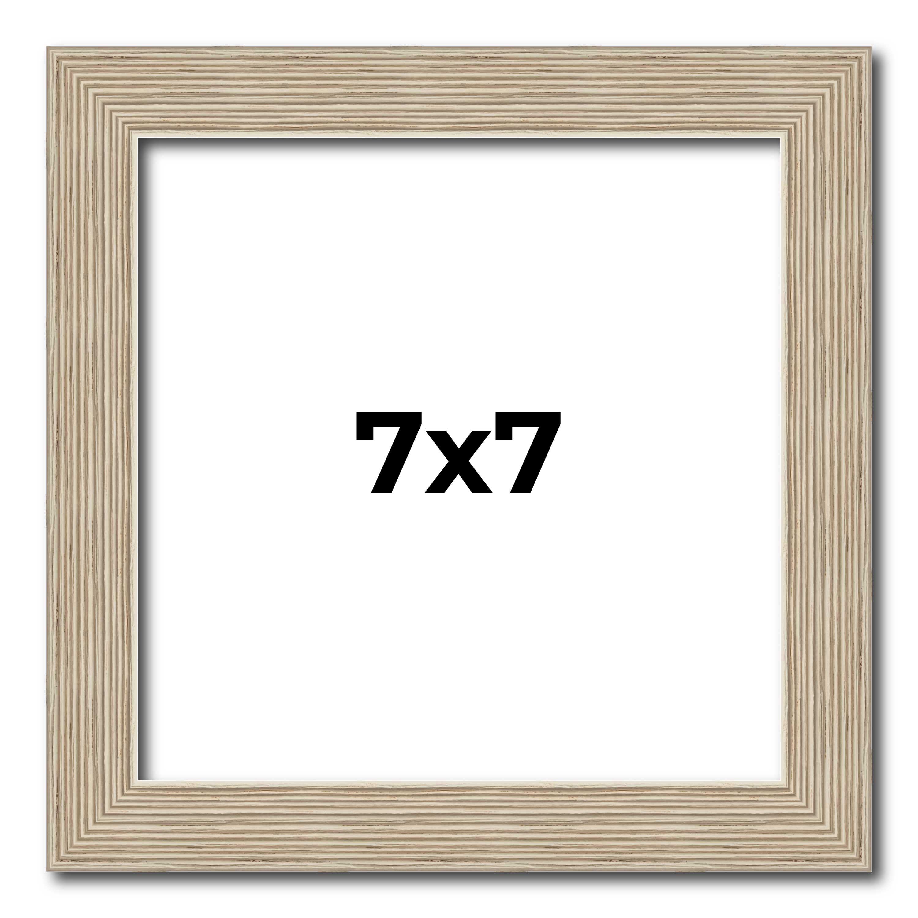 7×7 Frame Grey Solid Wood Picture Frame Width 1 Inches | Interior Frame Depth 0.