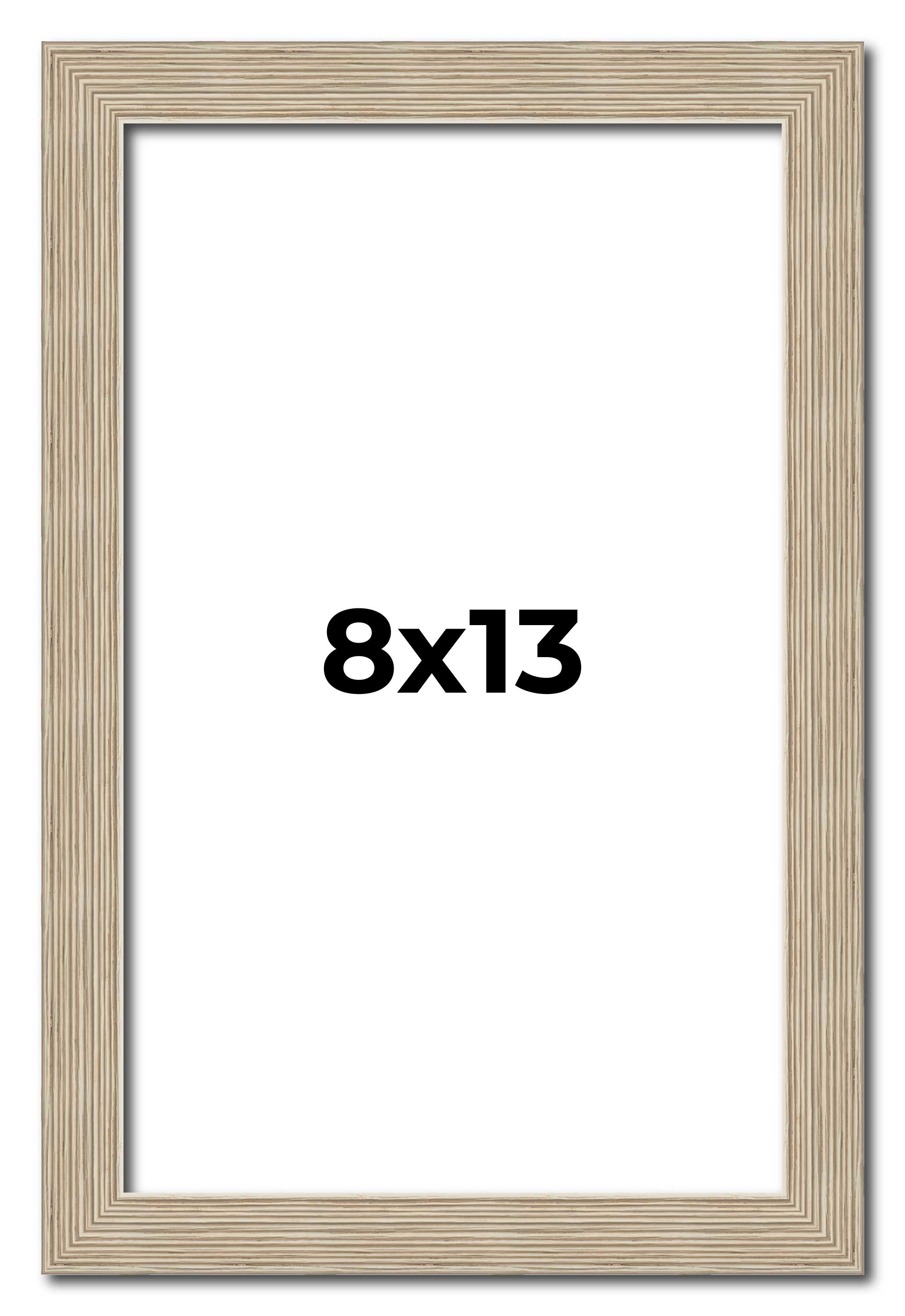 8×13 Frame Grey Solid Wood Picture Frame Width 1 Inches | Interior Frame Depth 0