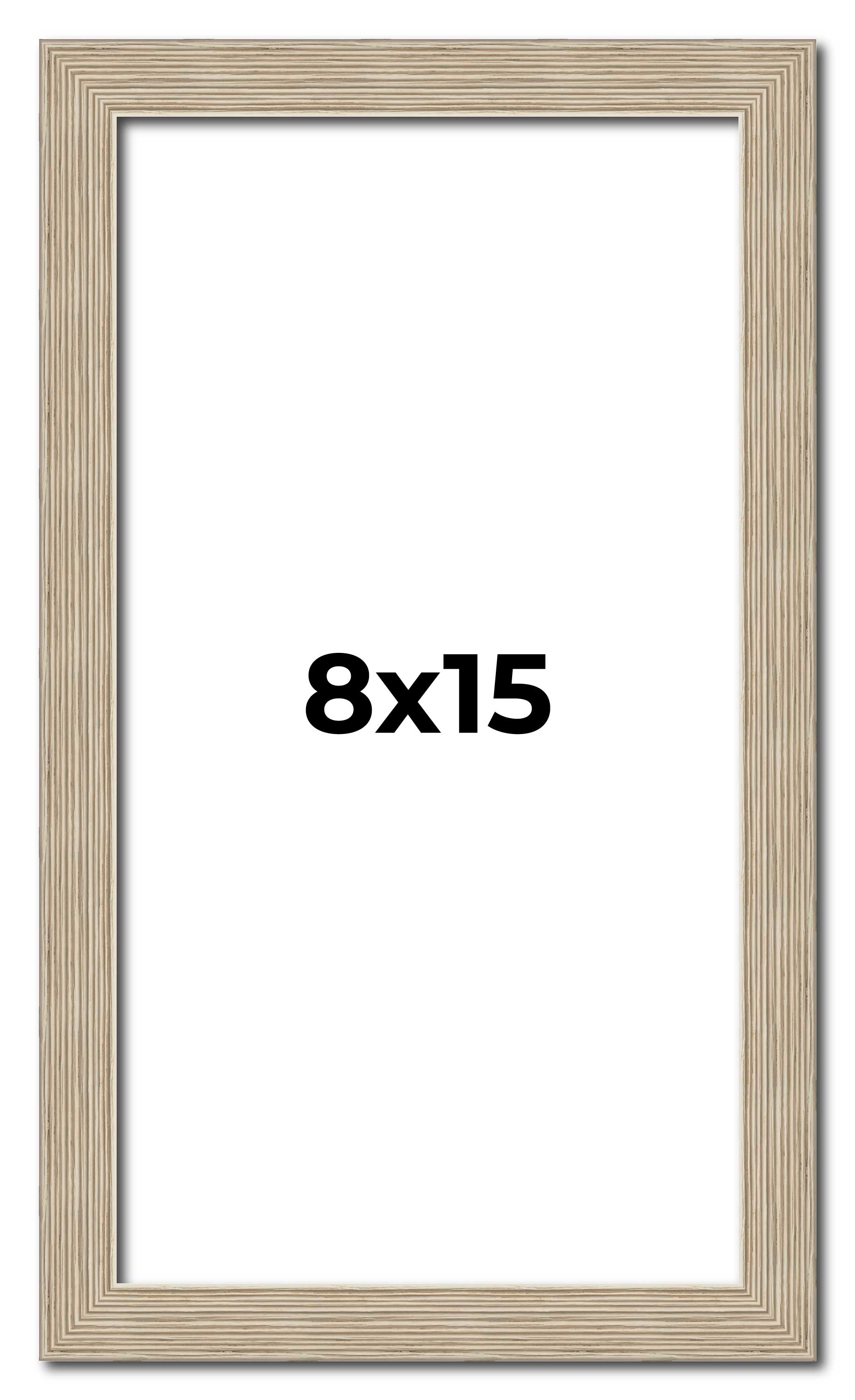 8×15 Frame Grey Solid Wood Picture Frame Width 1 Inches | Interior Frame Depth 0