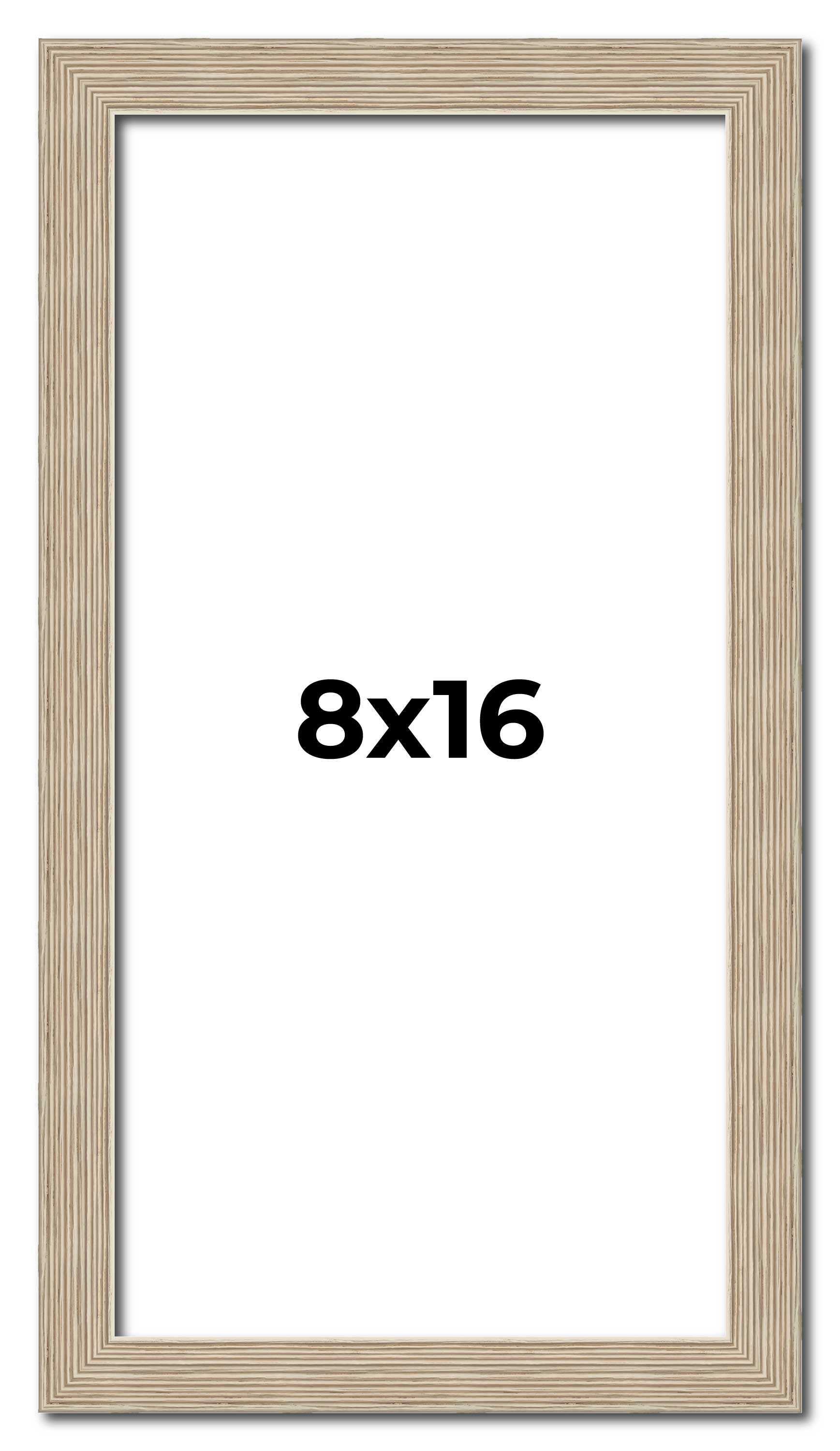 8×16 Frame Grey Solid Wood Picture Frame Width 1 Inches | Interior Frame Depth 0