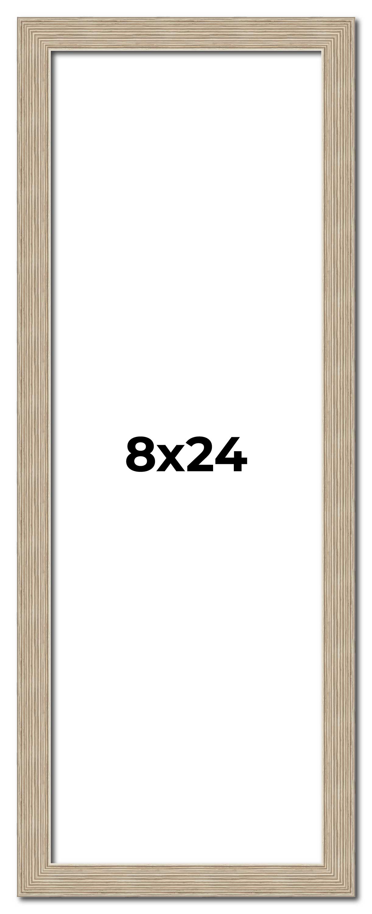 8×24 Frame Grey Solid Wood Picture Frame Width 1 Inches | Interior Frame Depth 0