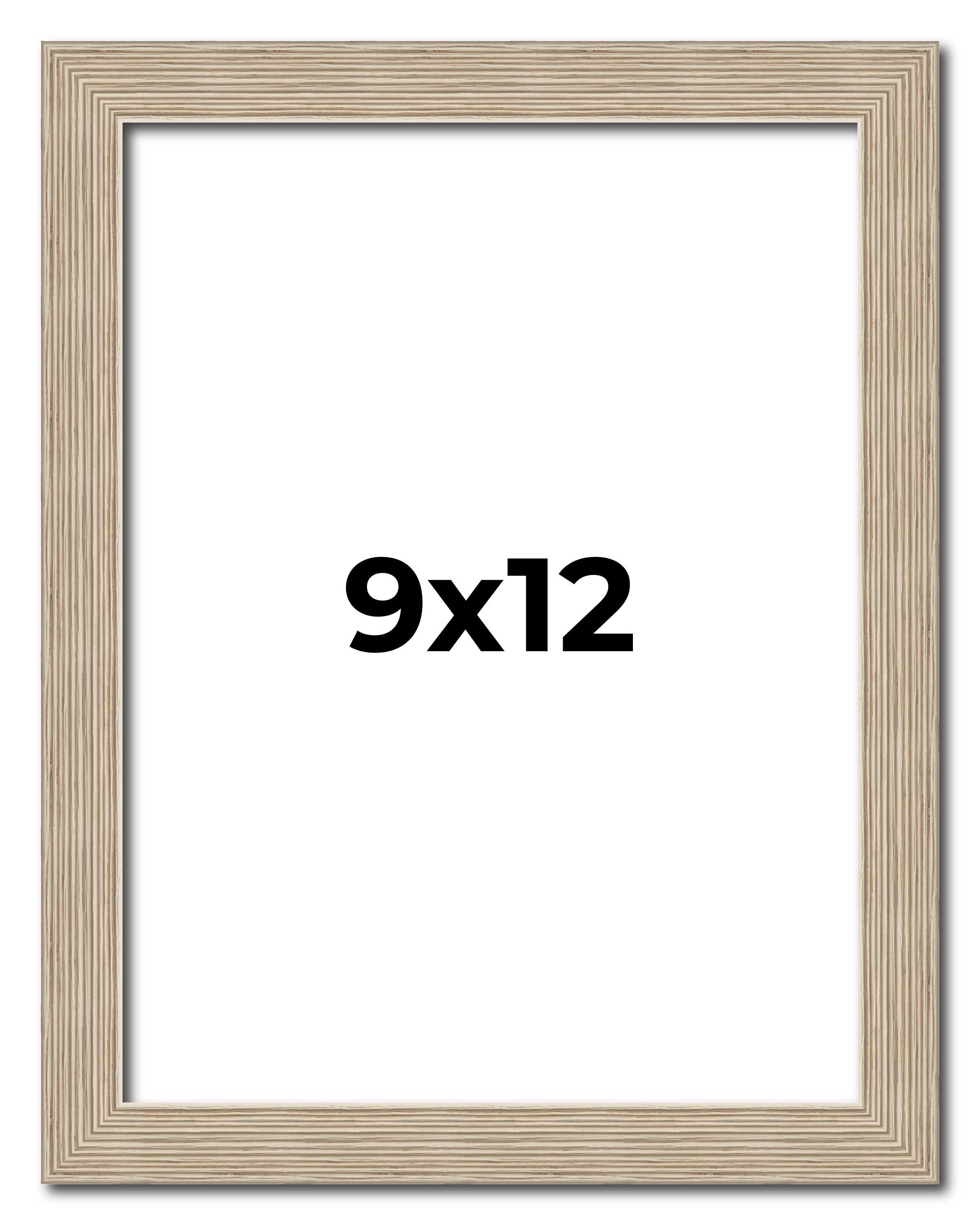 9×12 Frame Grey Solid Wood Picture Frame Width 1 Inches | Interior Frame Depth 0