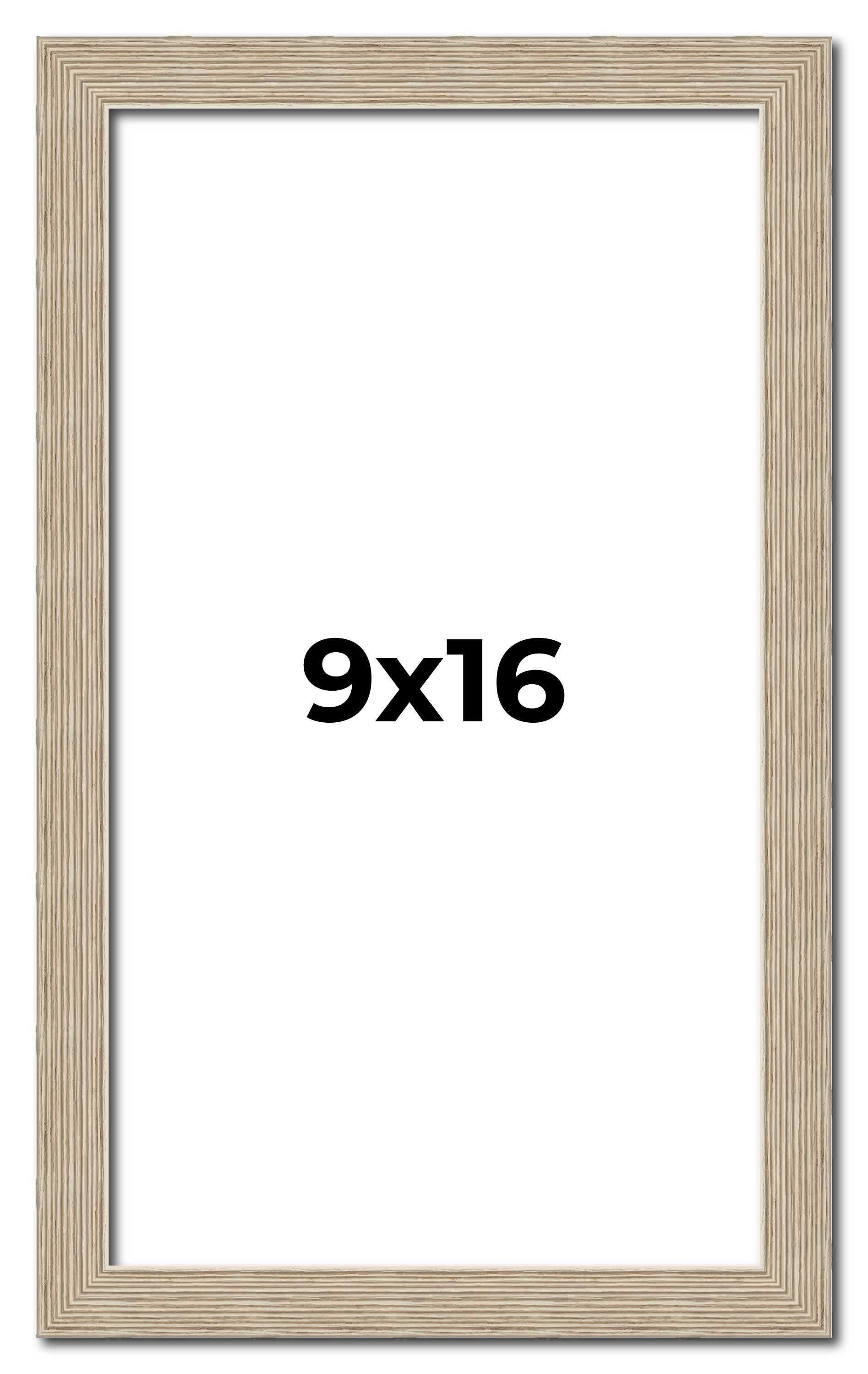 9×16 Frame Grey Solid Wood Picture Frame Width 1 Inches | Interior Frame Depth 0