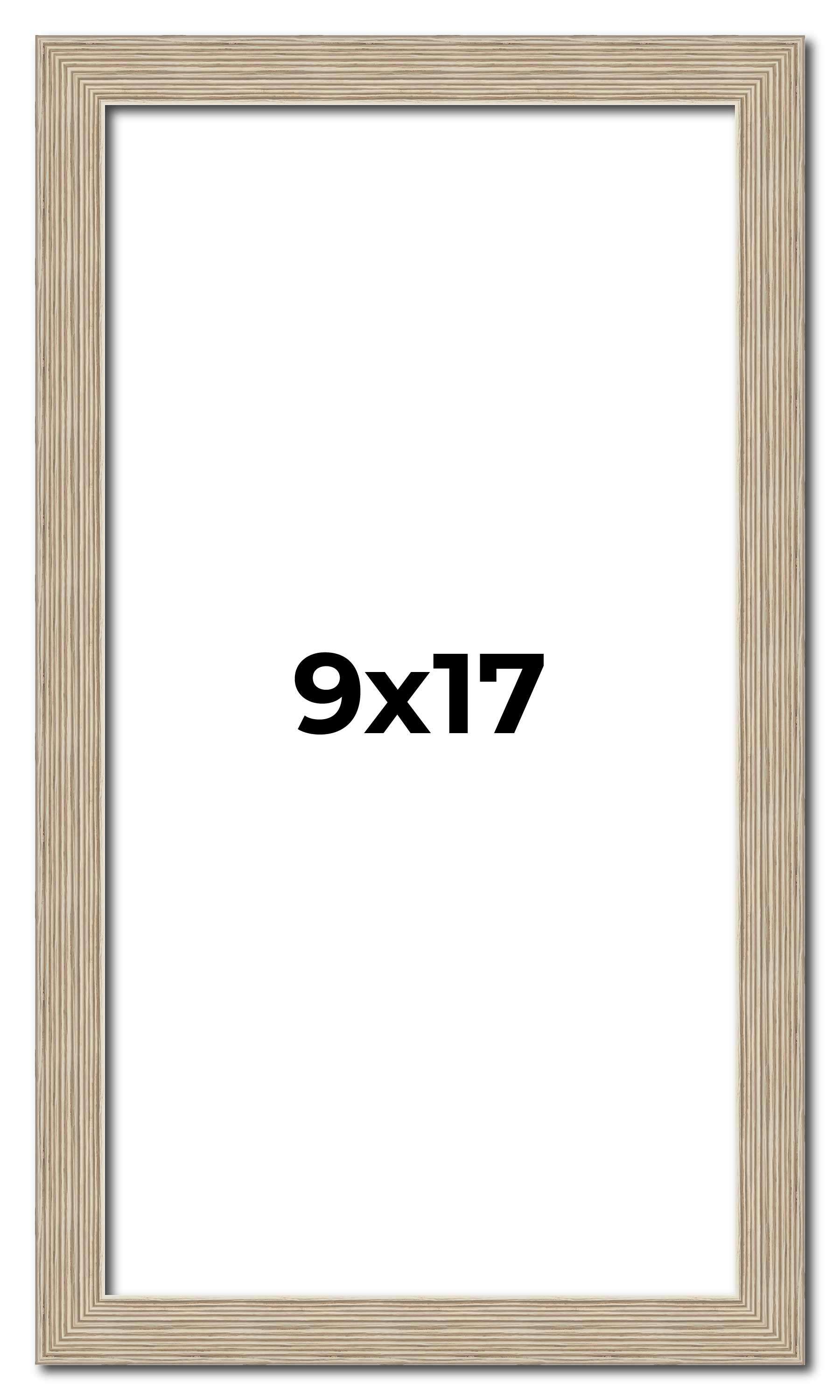9×17 Frame Grey Solid Wood Picture Frame Width 1 Inches | Interior Frame Depth 0