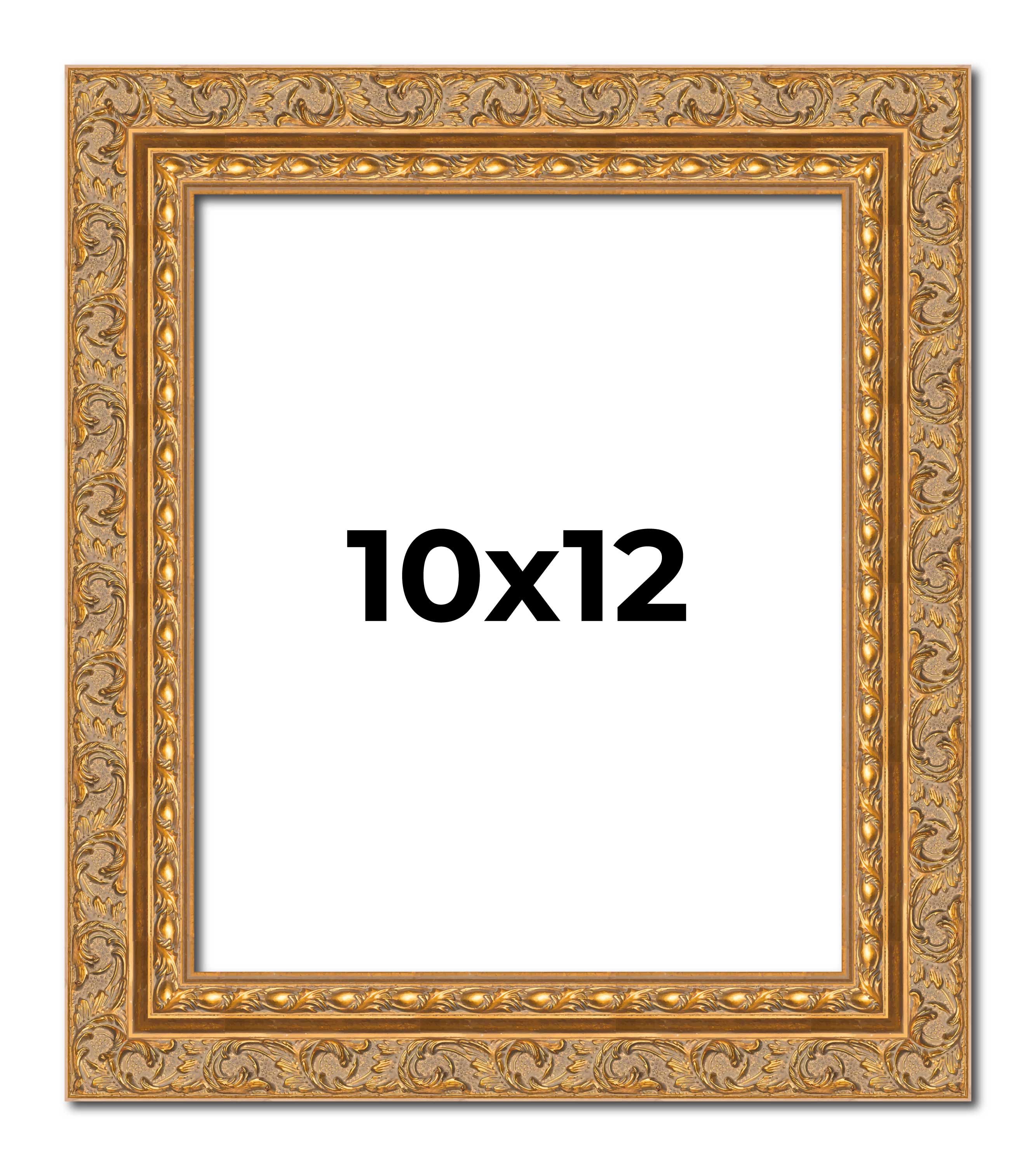 10×12 Frame Gold Ornate Solid Wood Picture Frame | 2 Inch Moulding Width | Firma