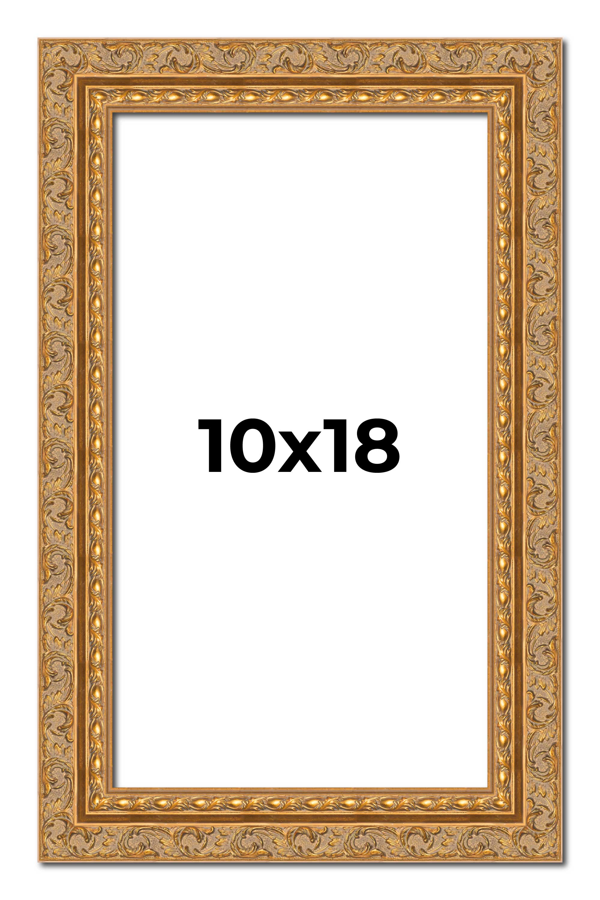 10x18 Frame Gold Ornate Solid Wood Picture Frame | 2 Inch Moulding Width | Firma main product image