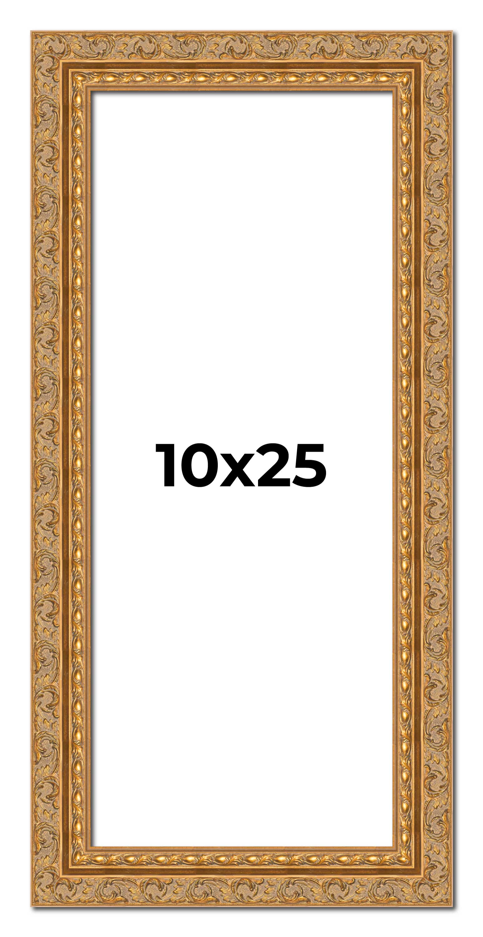 10×25 Frame Gold Ornate Solid Wood Picture Frame | 2 Inch Moulding Width | Firma