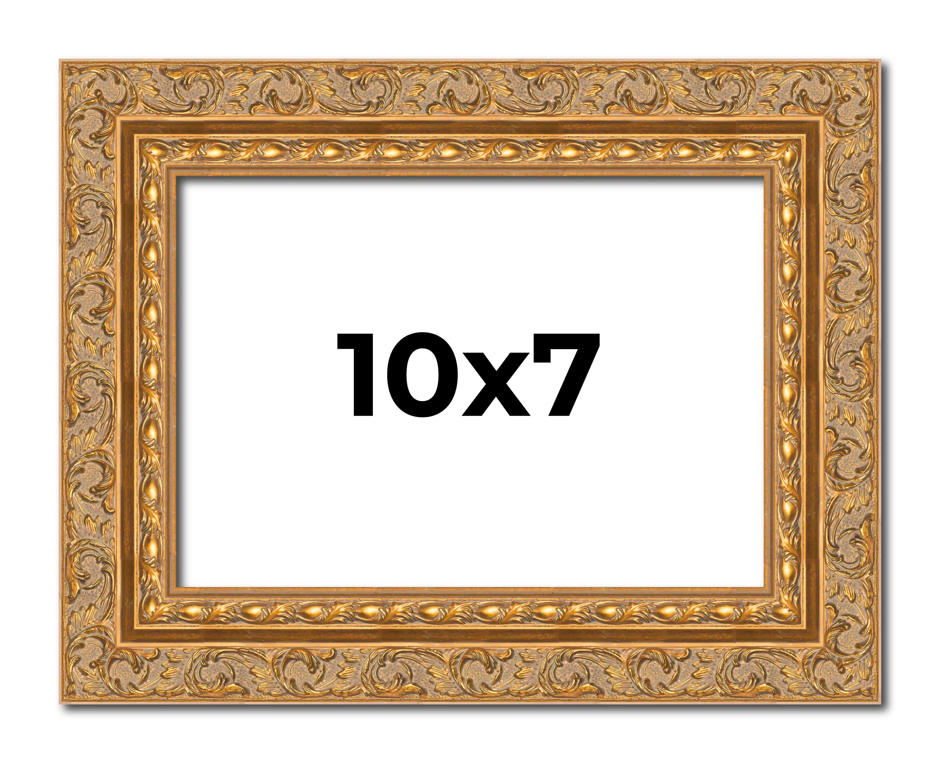 10×7 Frame Gold Ornate Solid Wood Picture Frame | 2 Inch Moulding Width | Firman