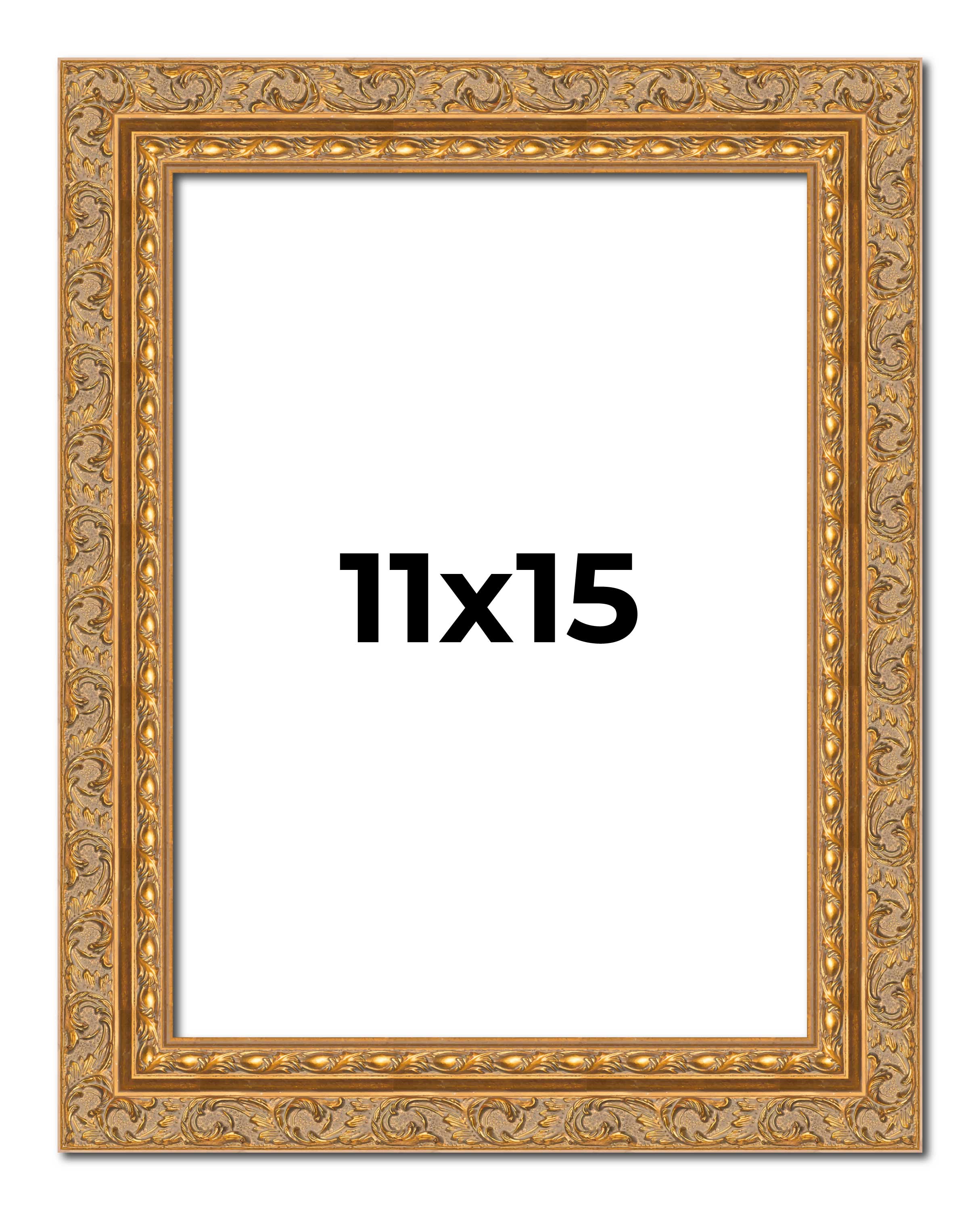 11x15 Frame Gold Ornate Solid Wood Picture Frame | 2 Inch Moulding Width | Firma main product image