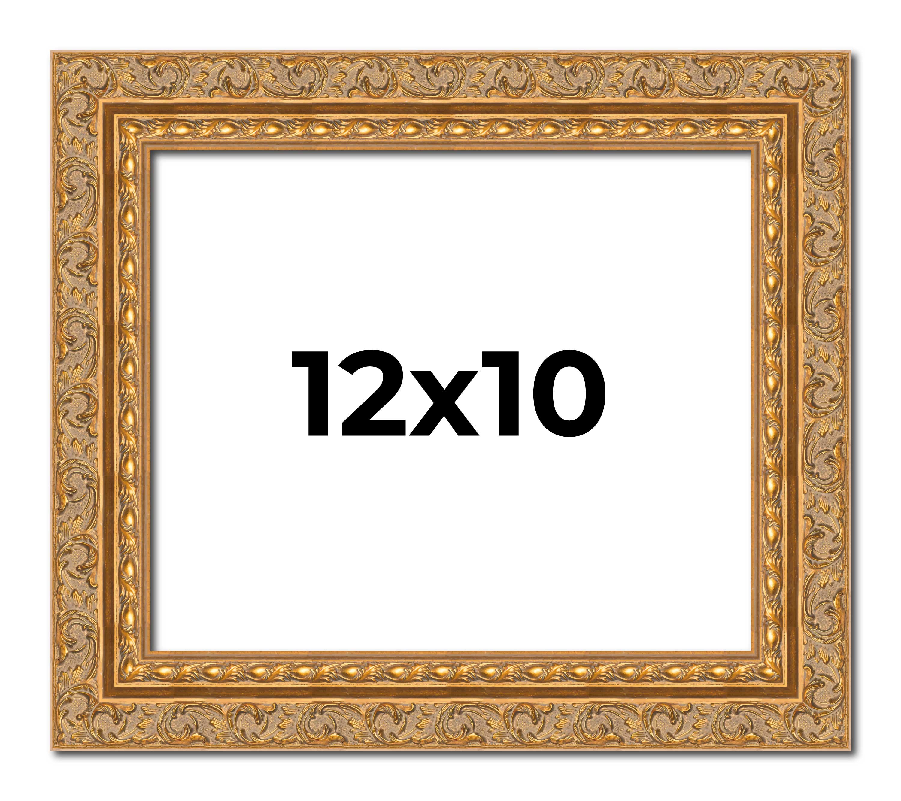 12×10 Frame Gold Ornate Solid Wood Picture Frame | 2 Inch Moulding Width | Firma