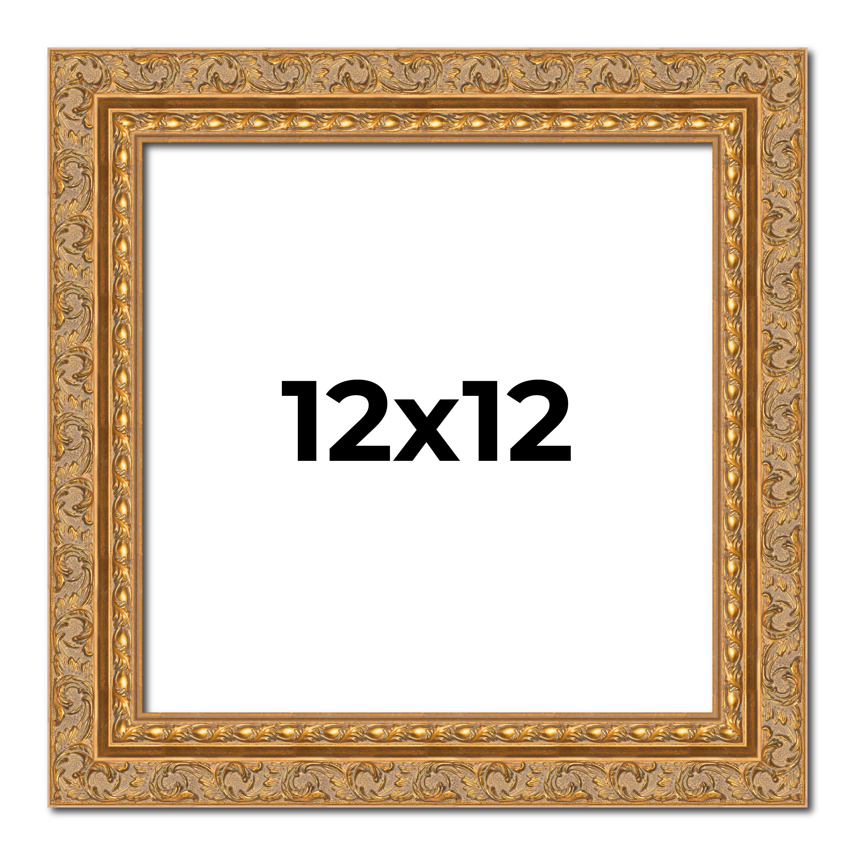 12x12 Frame Gold Ornate Solid Wood Picture Frame | 2 Inch Moulding Width | Firma main product image