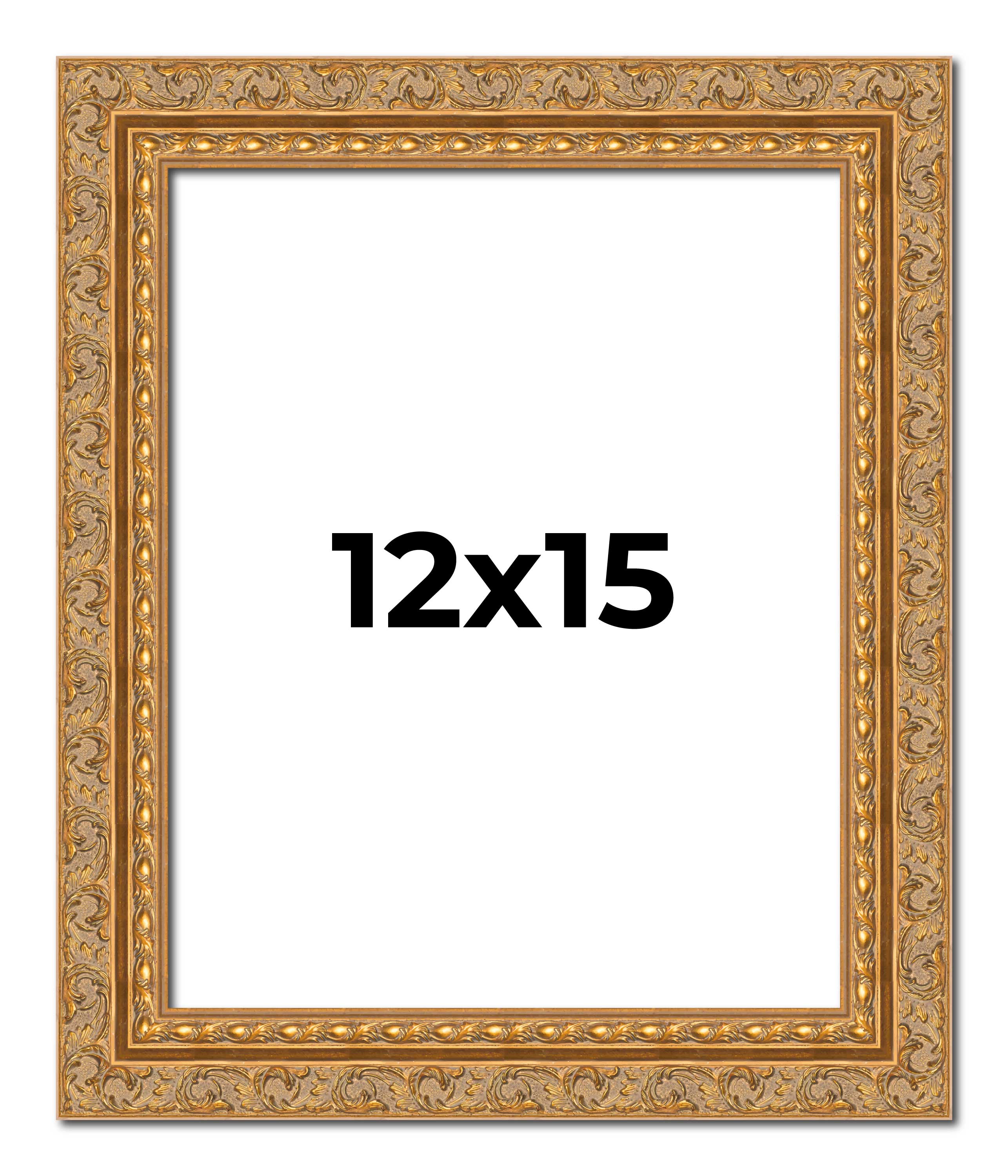 12x15 Frame Gold Ornate Solid Wood Picture Frame | 2 Inch Moulding Width | Firma main product image