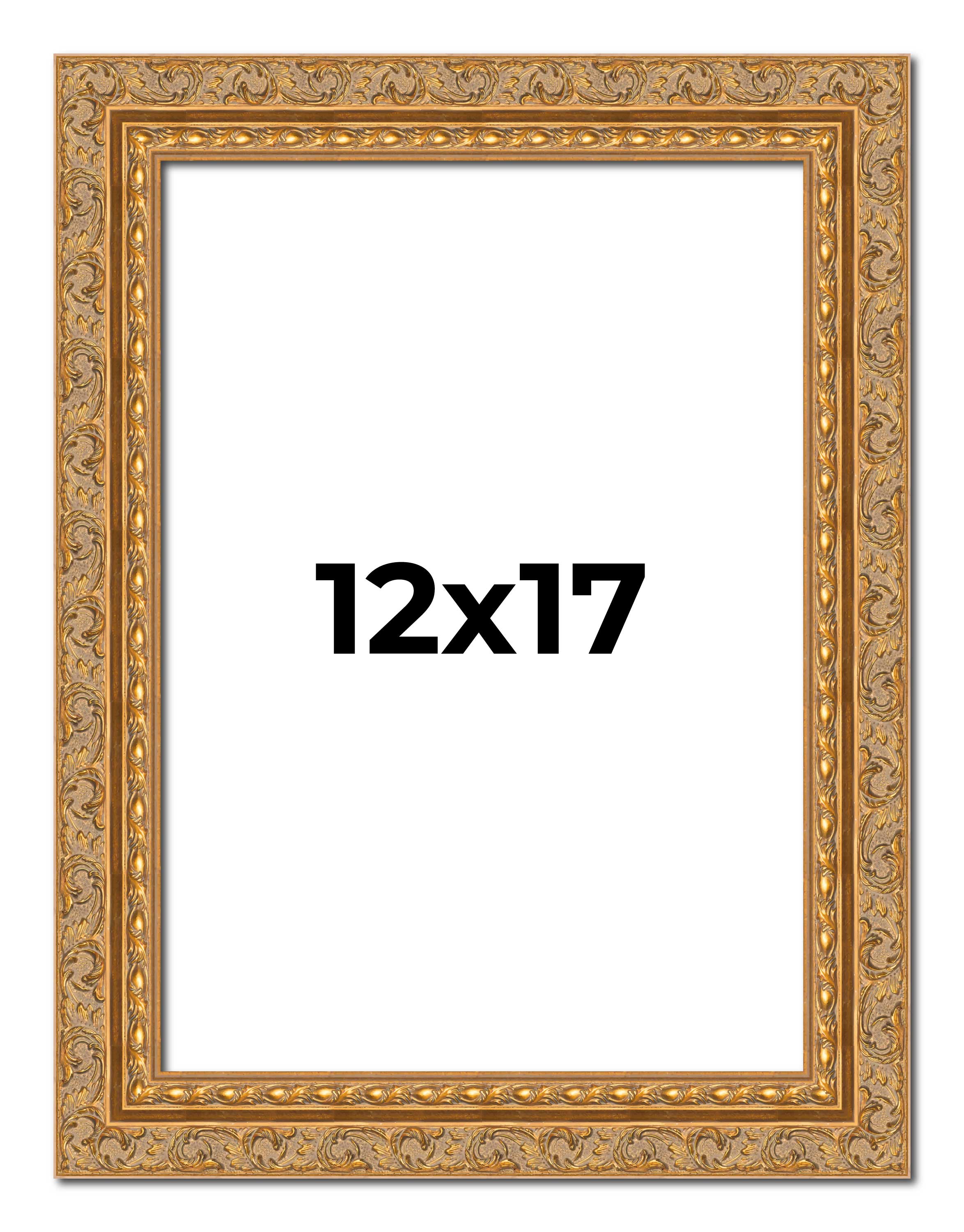 12x17 Frame Gold Ornate Solid Wood Picture Frame | 2 Inch Moulding Width | Firma main product image
