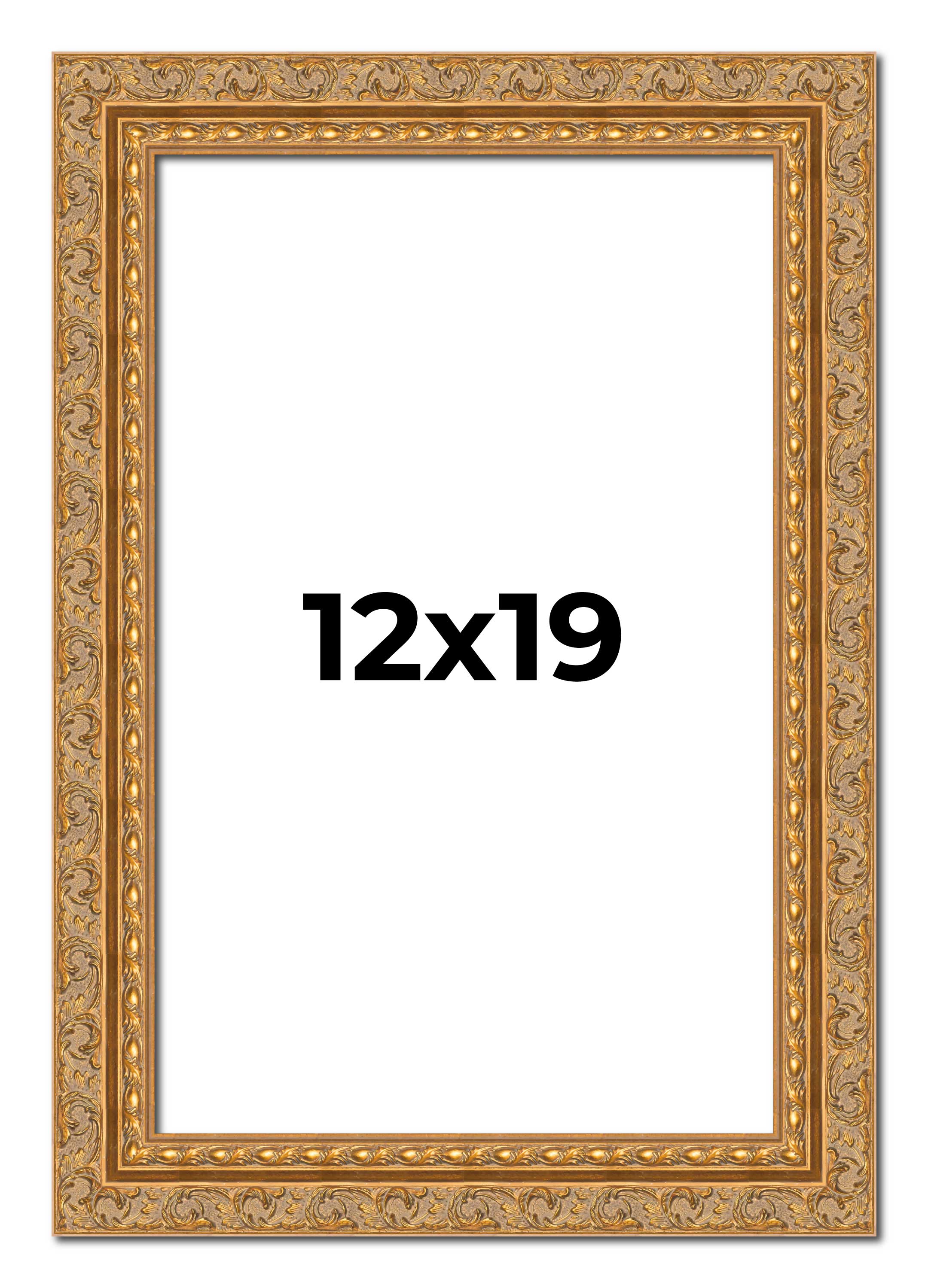 12x19 Frame Gold Ornate Solid Wood Picture Frame | 2 Inch Moulding Width | Firma main product image