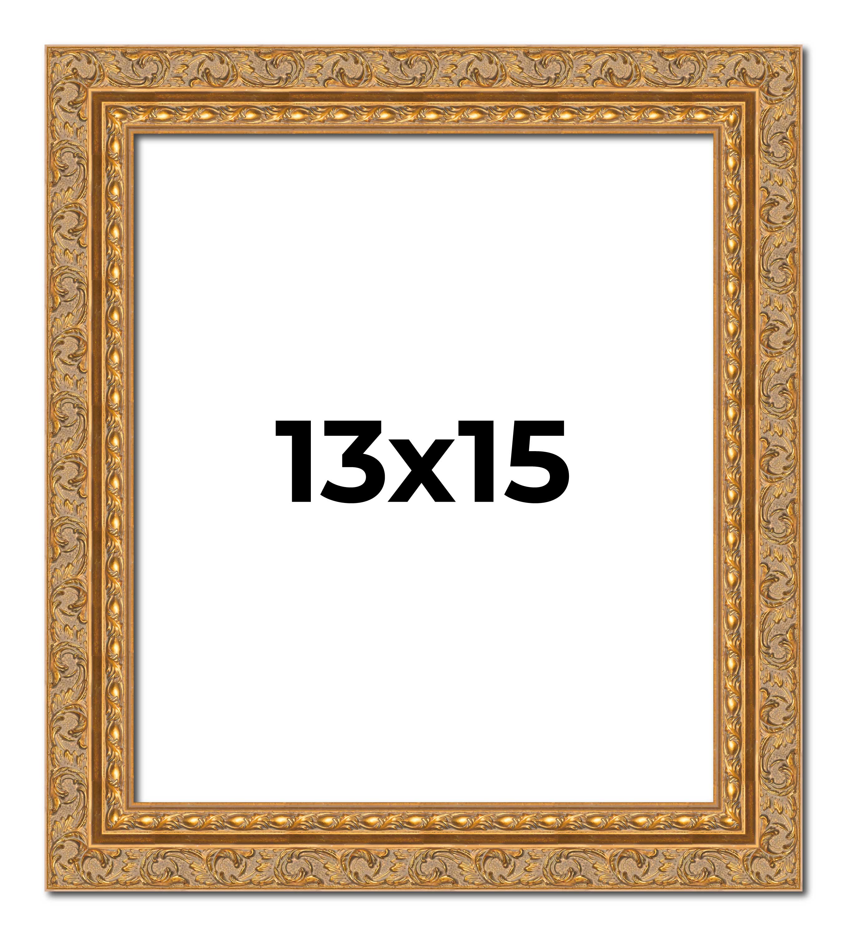 13x15 Frame Gold Ornate Solid Wood Picture Frame | 2 Inch Moulding Width | Firma main product image