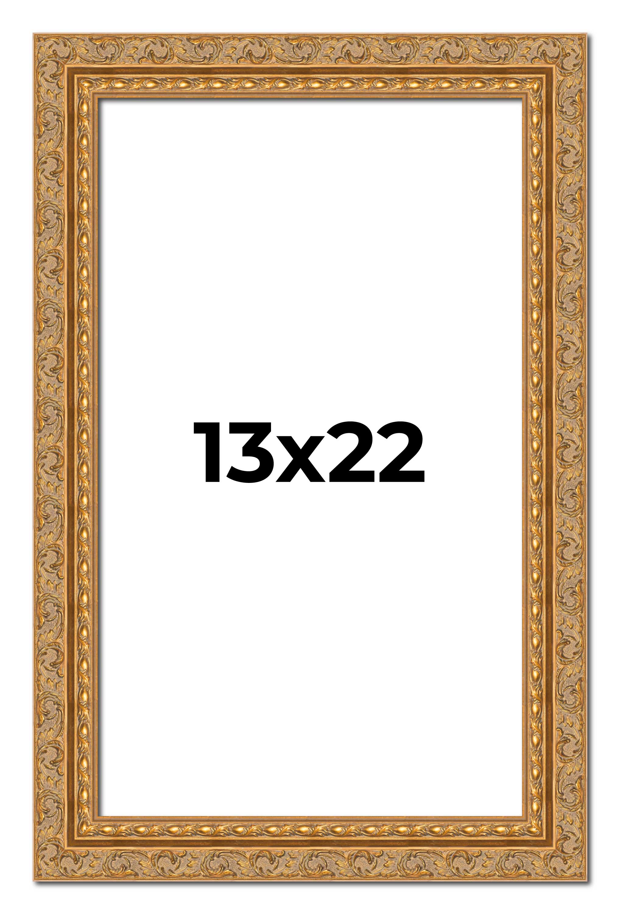 13x22 Frame Gold Ornate Solid Wood Picture Frame | 2 Inch Moulding Width | Firma main product image